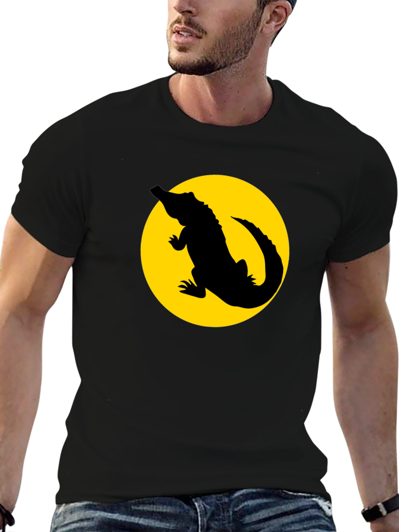 Alligator Silhouette Graphic Tee - Black