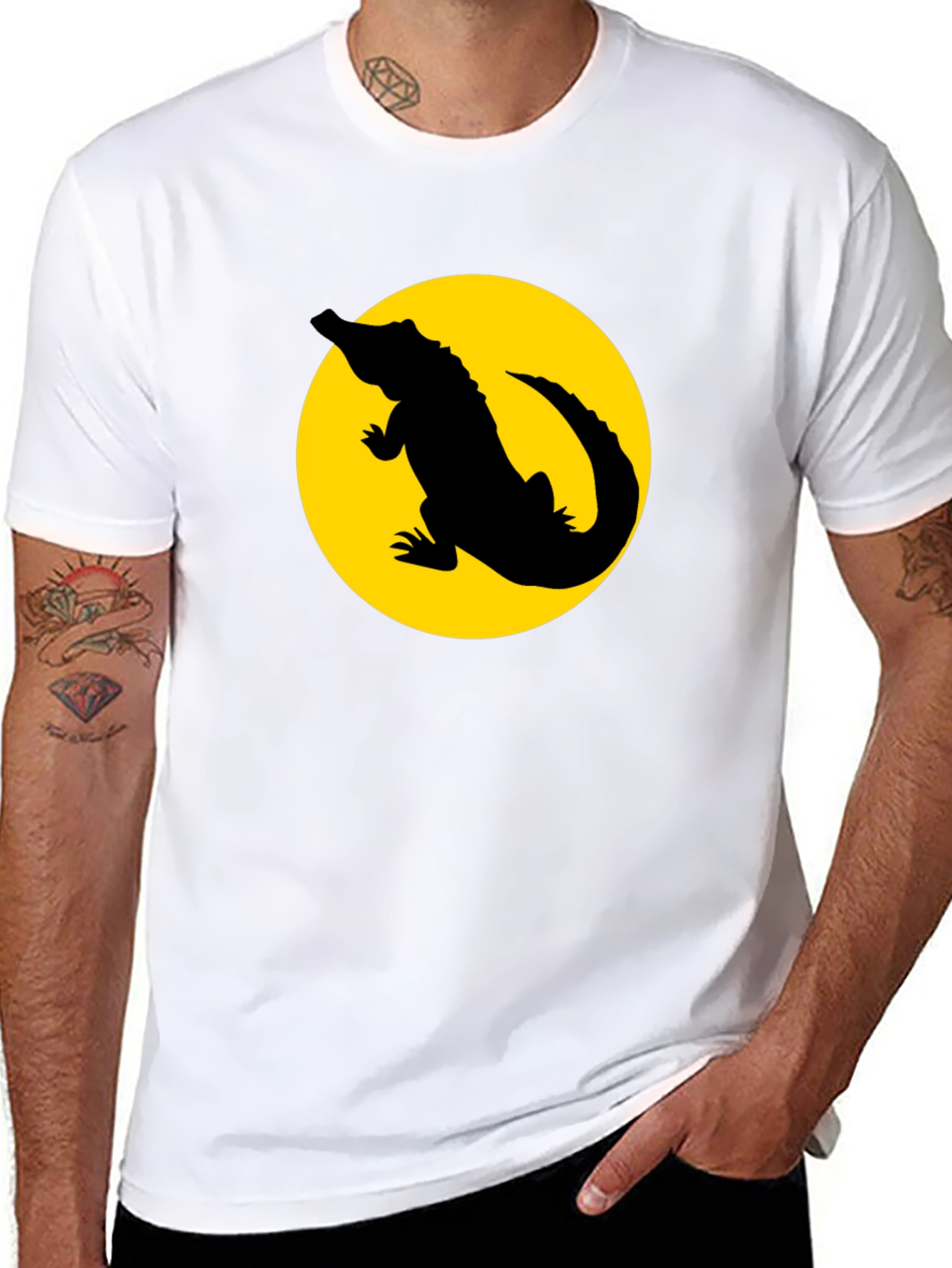 Alligator Silhouette Graphic Tee - Black