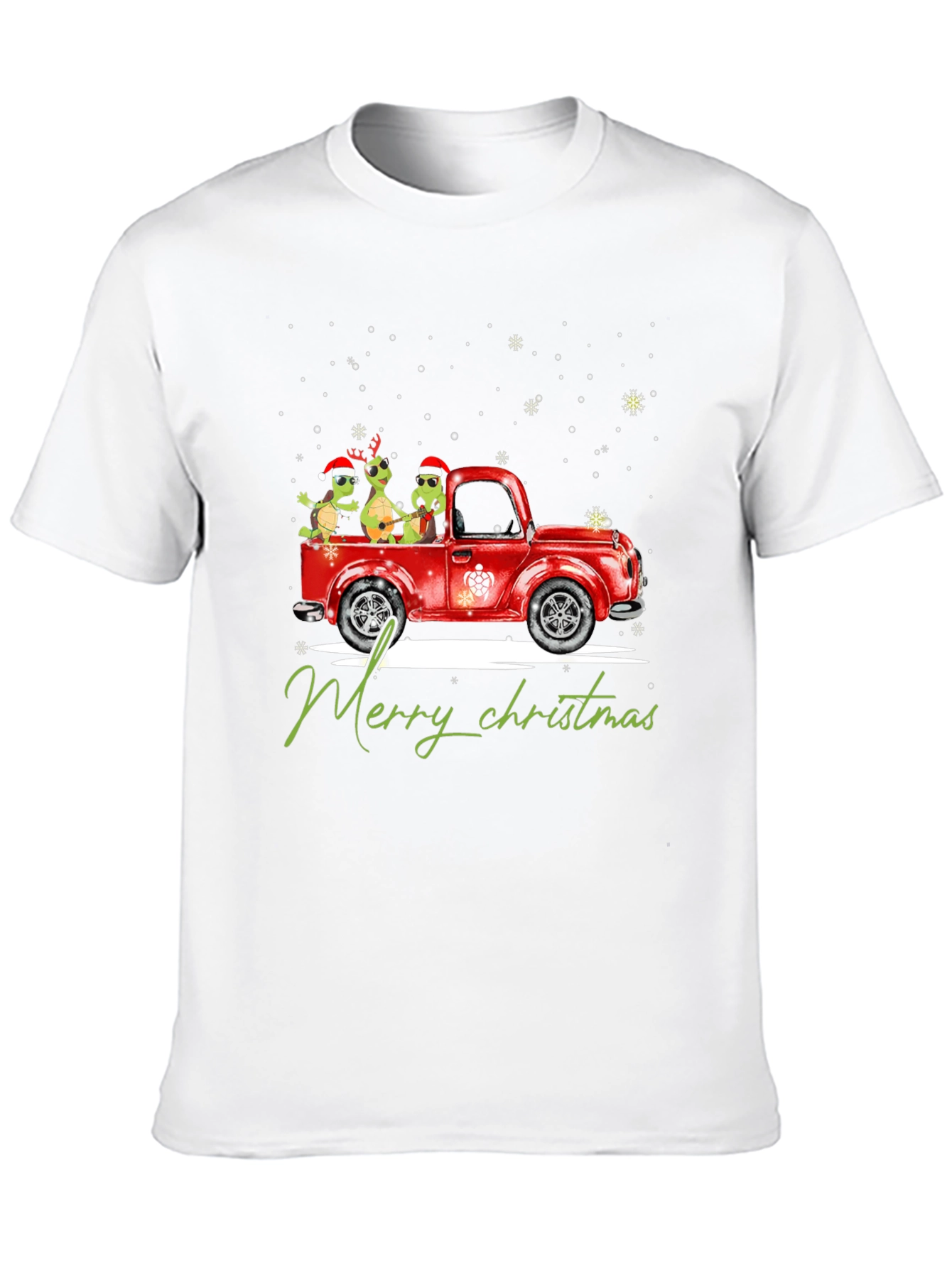 Turtle Christmas Truck Black T-Shirt