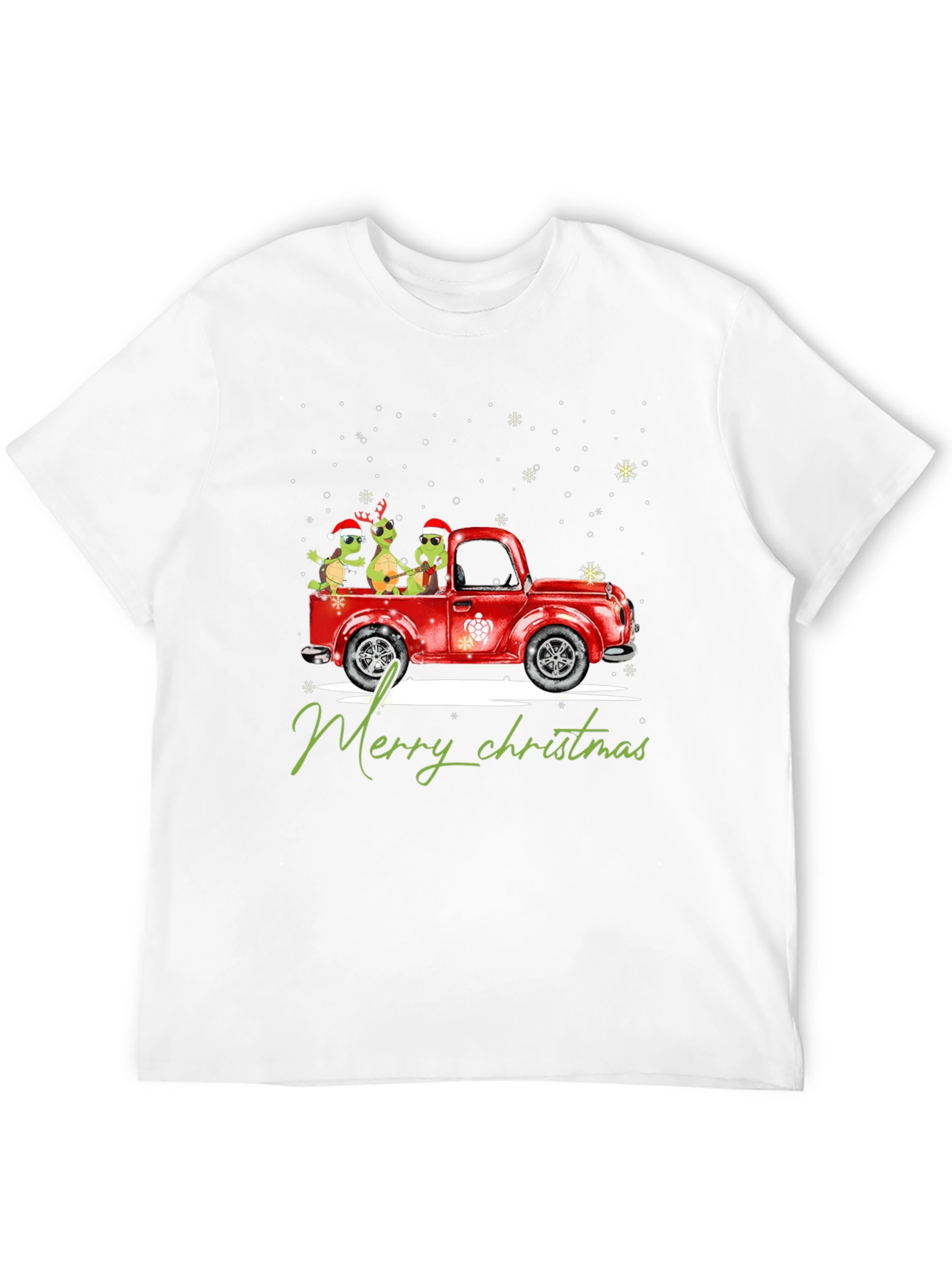 Turtle Christmas Truck Black T-Shirt