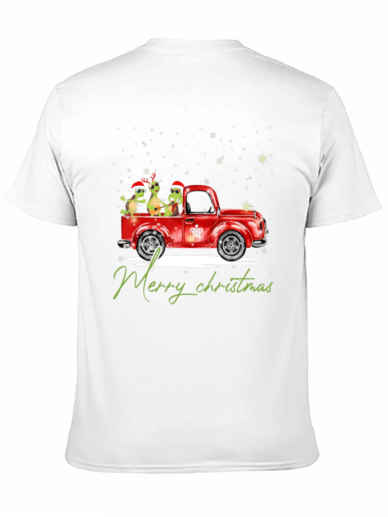 Turtle Christmas Truck Black T-Shirt