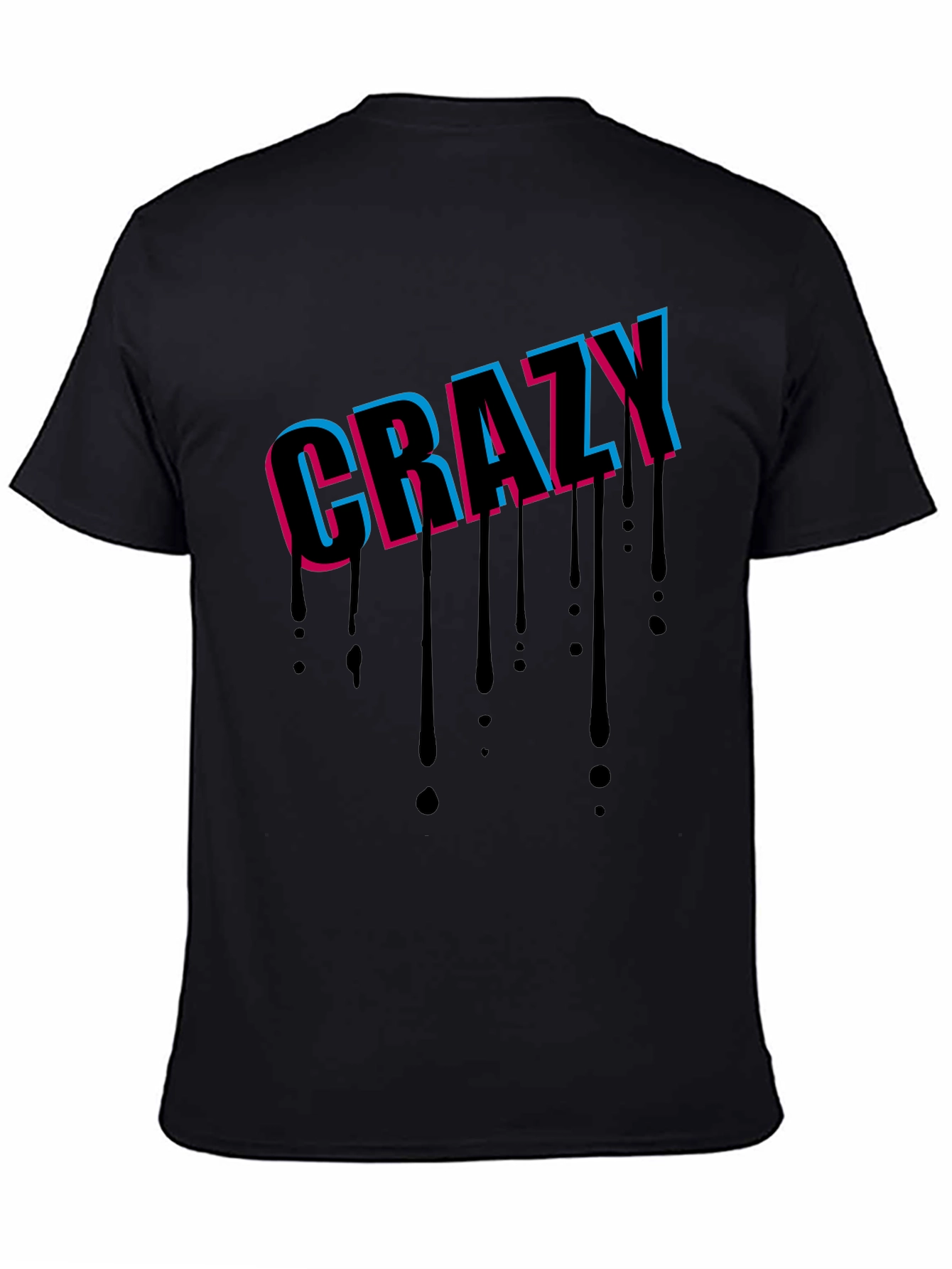 Crazy Graphic Print Black T-Shirt