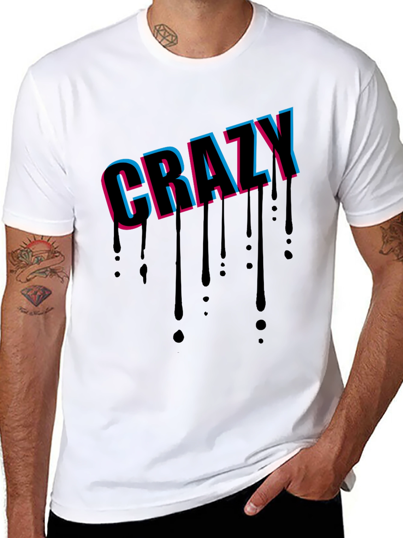 Crazy Graphic Print Black T-Shirt