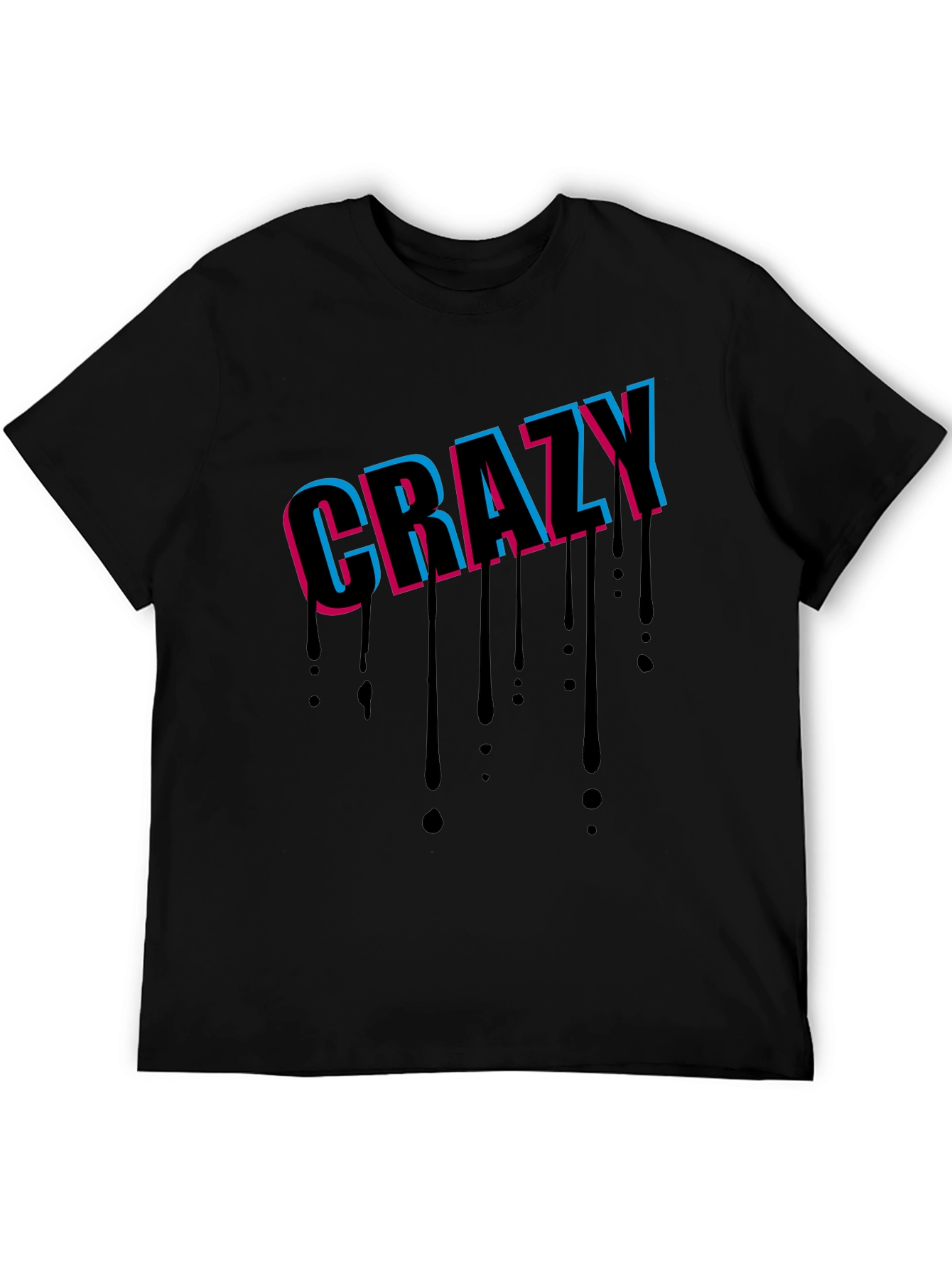 Crazy Graphic Print Black T-Shirt
