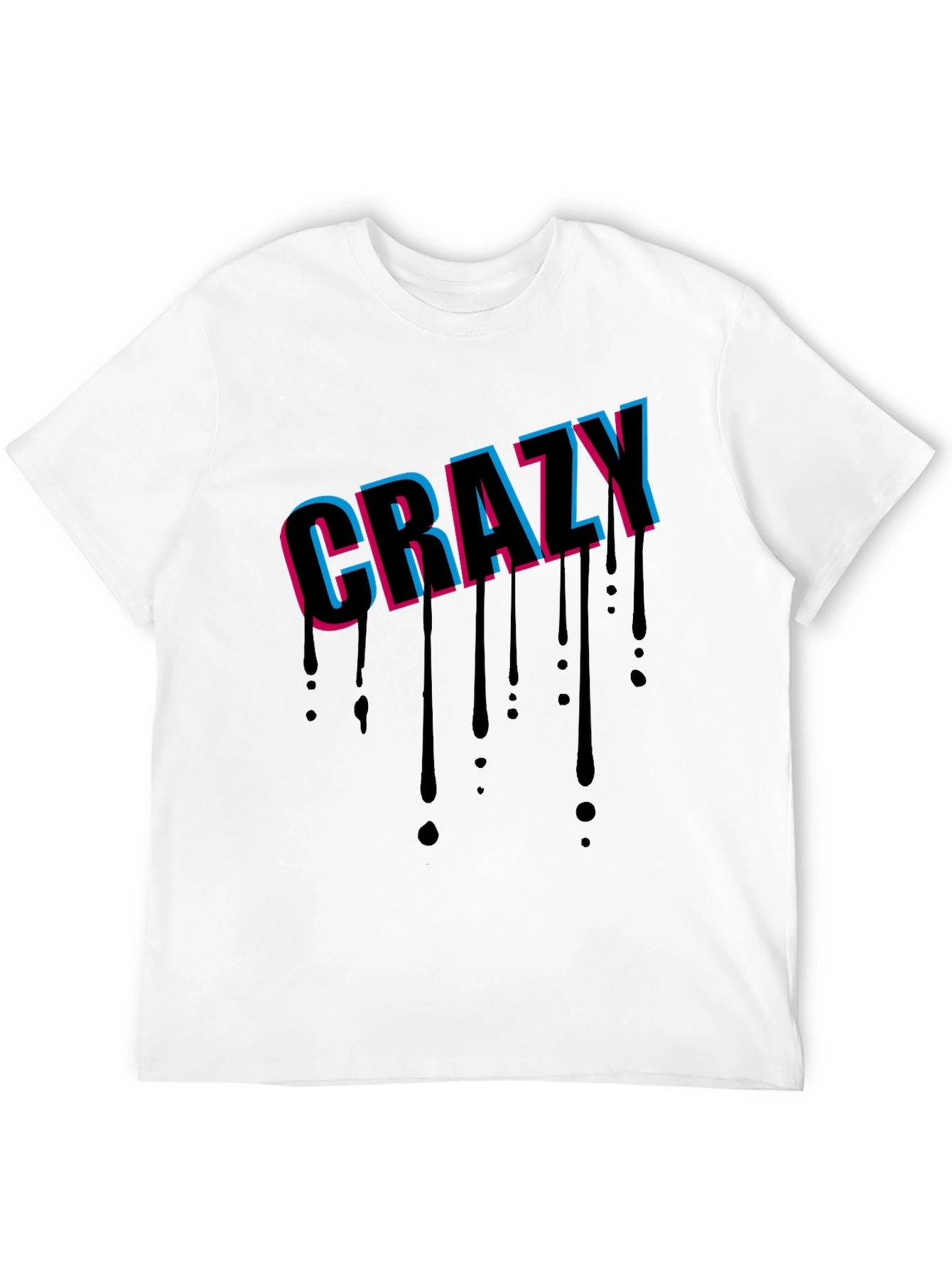Crazy Graphic Print Black T-Shirt