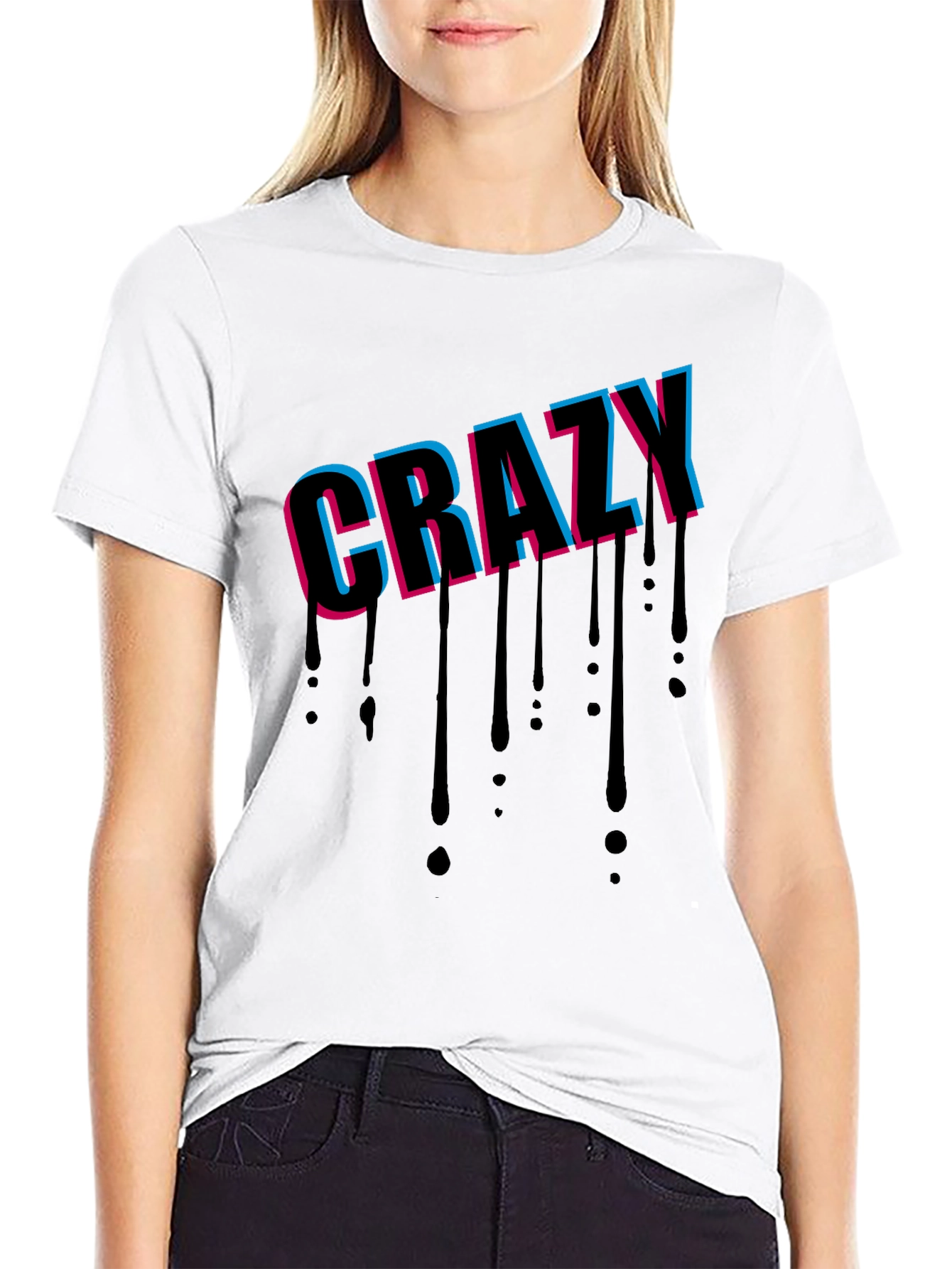 Crazy Graphic Print Black T-Shirt