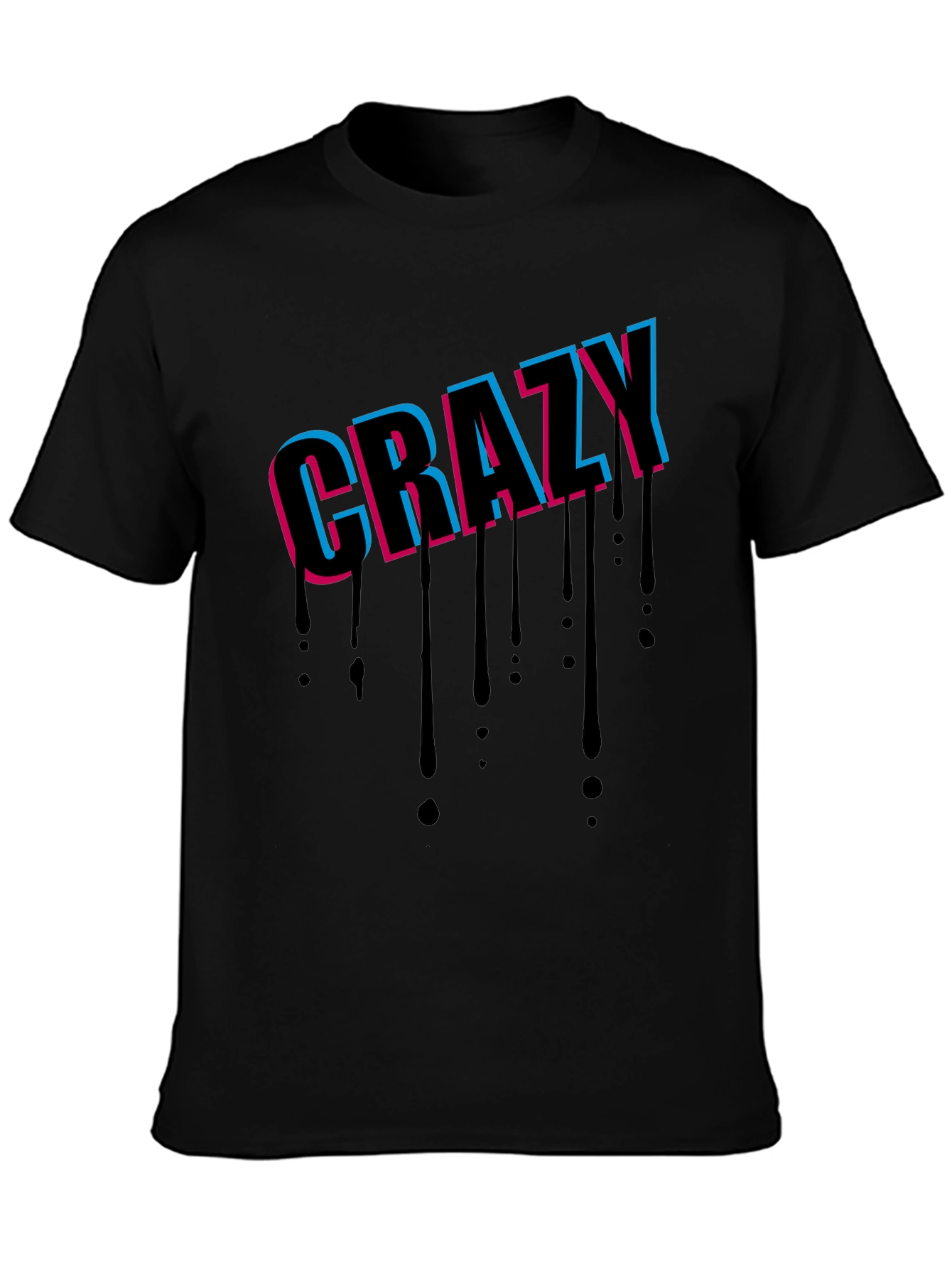 Crazy Graphic Print Black T-Shirt