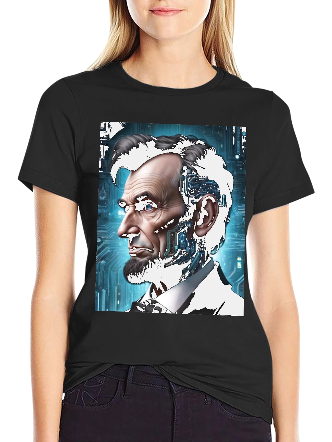 Robotic Abraham Lincoln Graphic T-Shirt