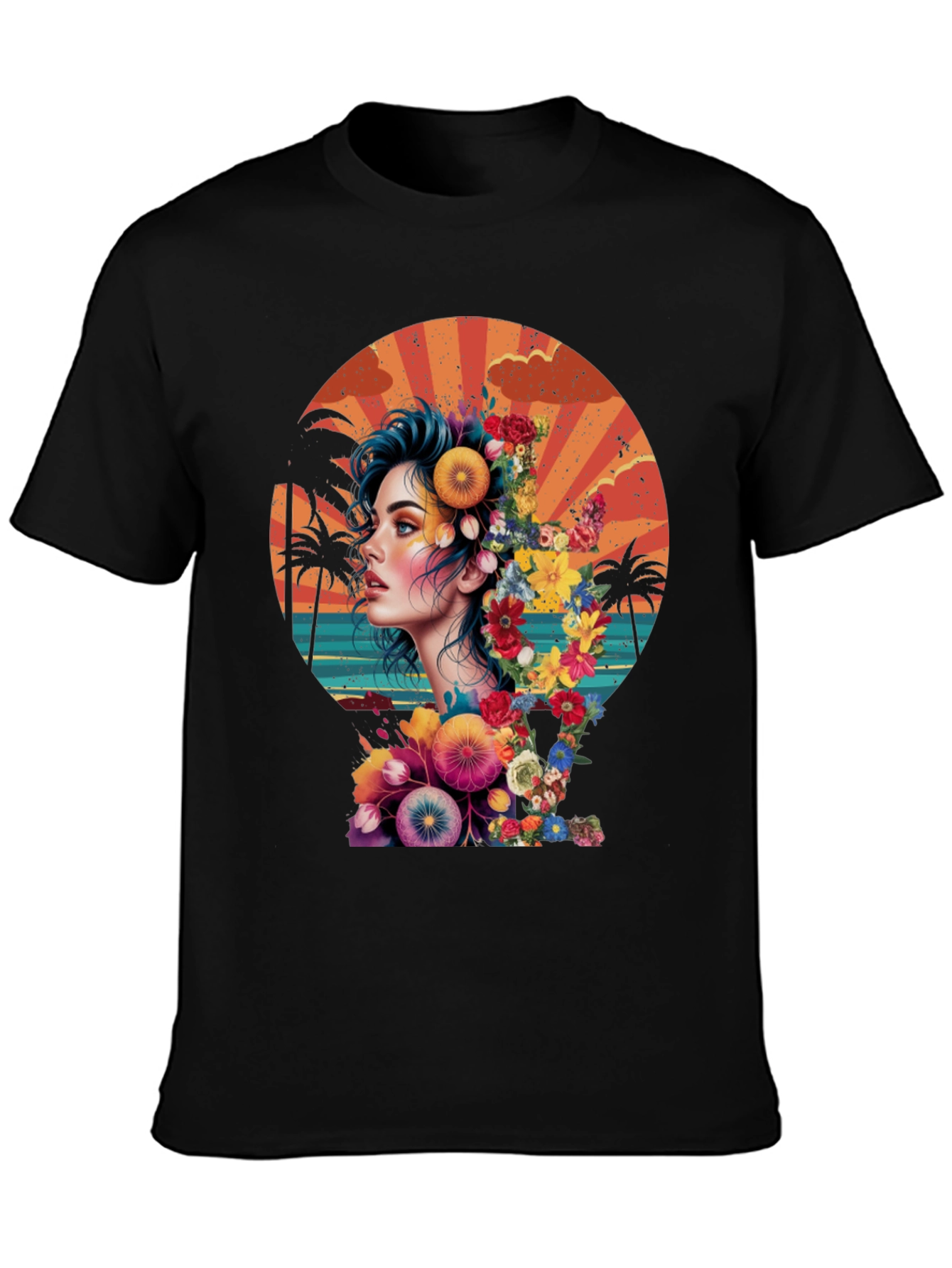 Floral Woman Graphic T-Shirt - Tropical Design