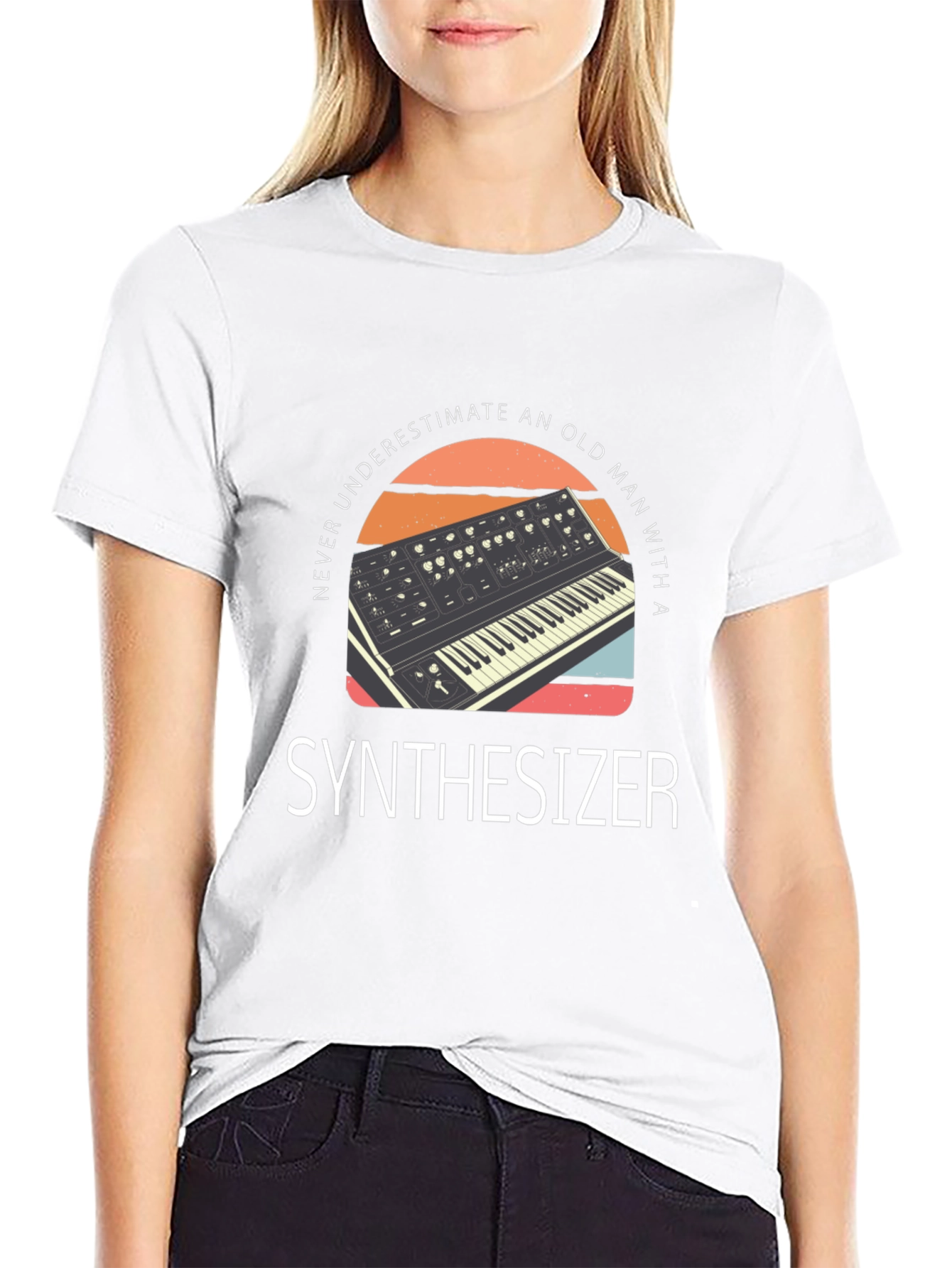 Never Underestimate Old Man Synthesizer T-Shirt
