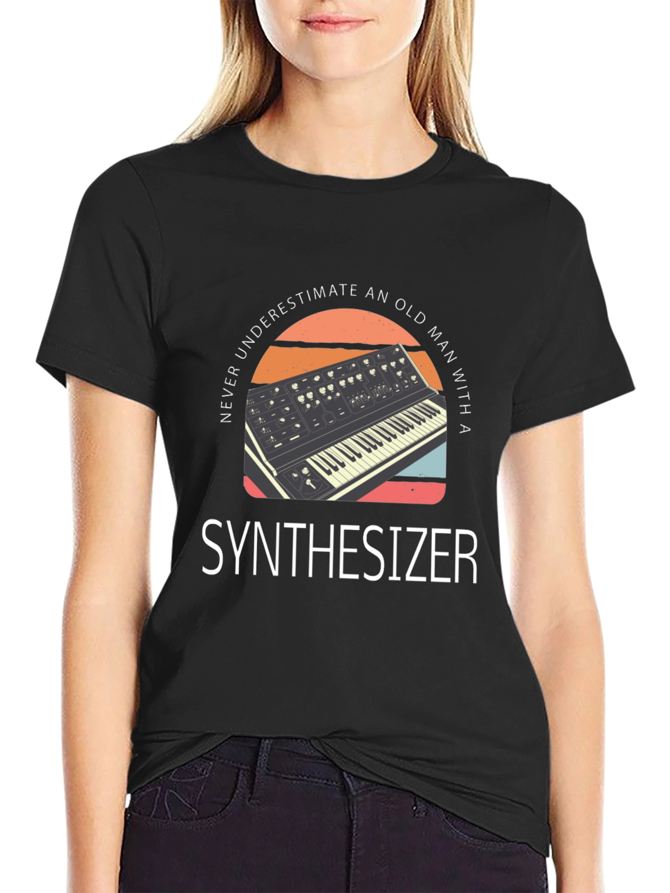 Never Underestimate Old Man Synthesizer T-Shirt