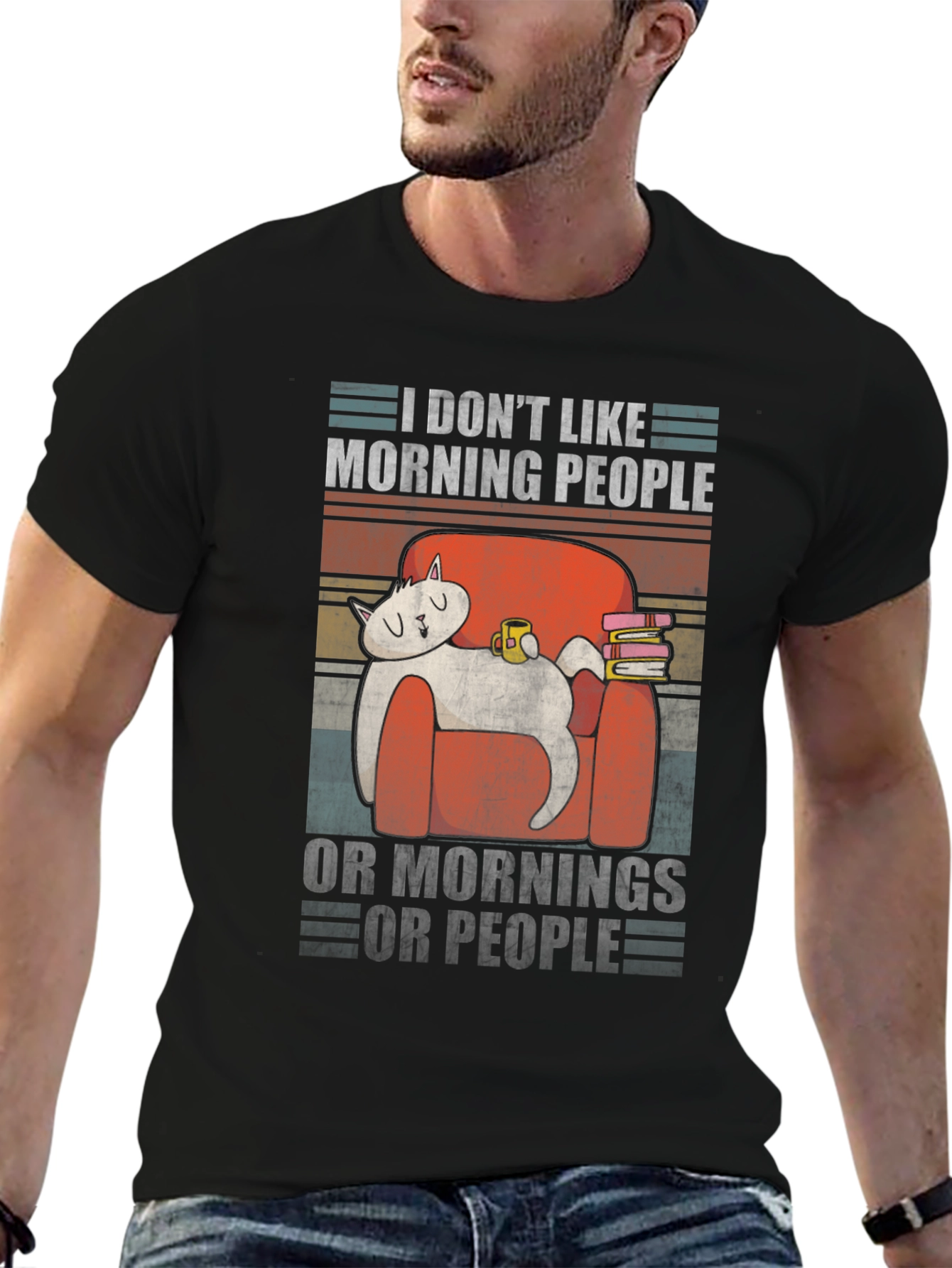 I Dont Like Morning People T-Shirt Funny Cat