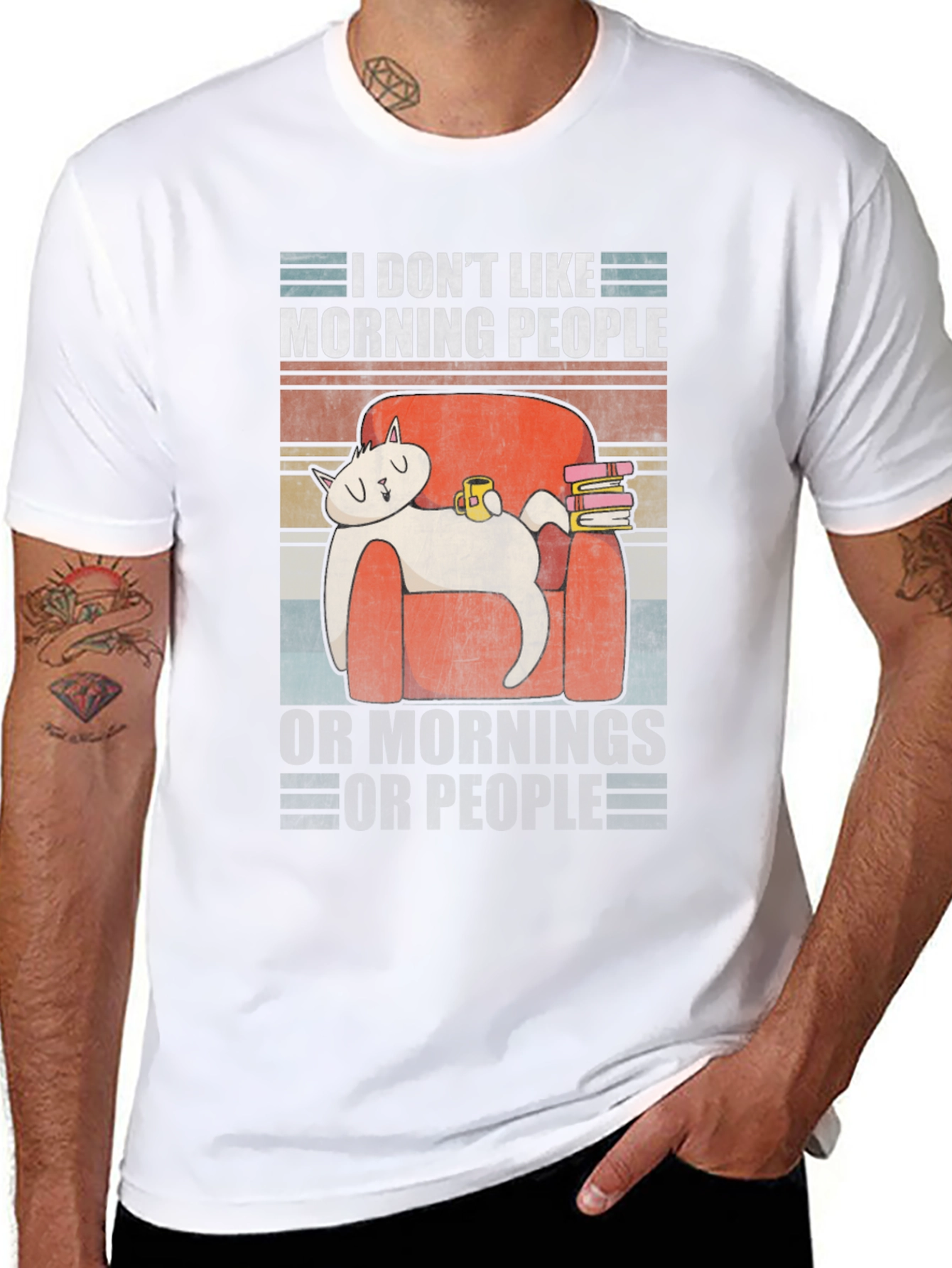 I Dont Like Morning People T-Shirt Funny Cat