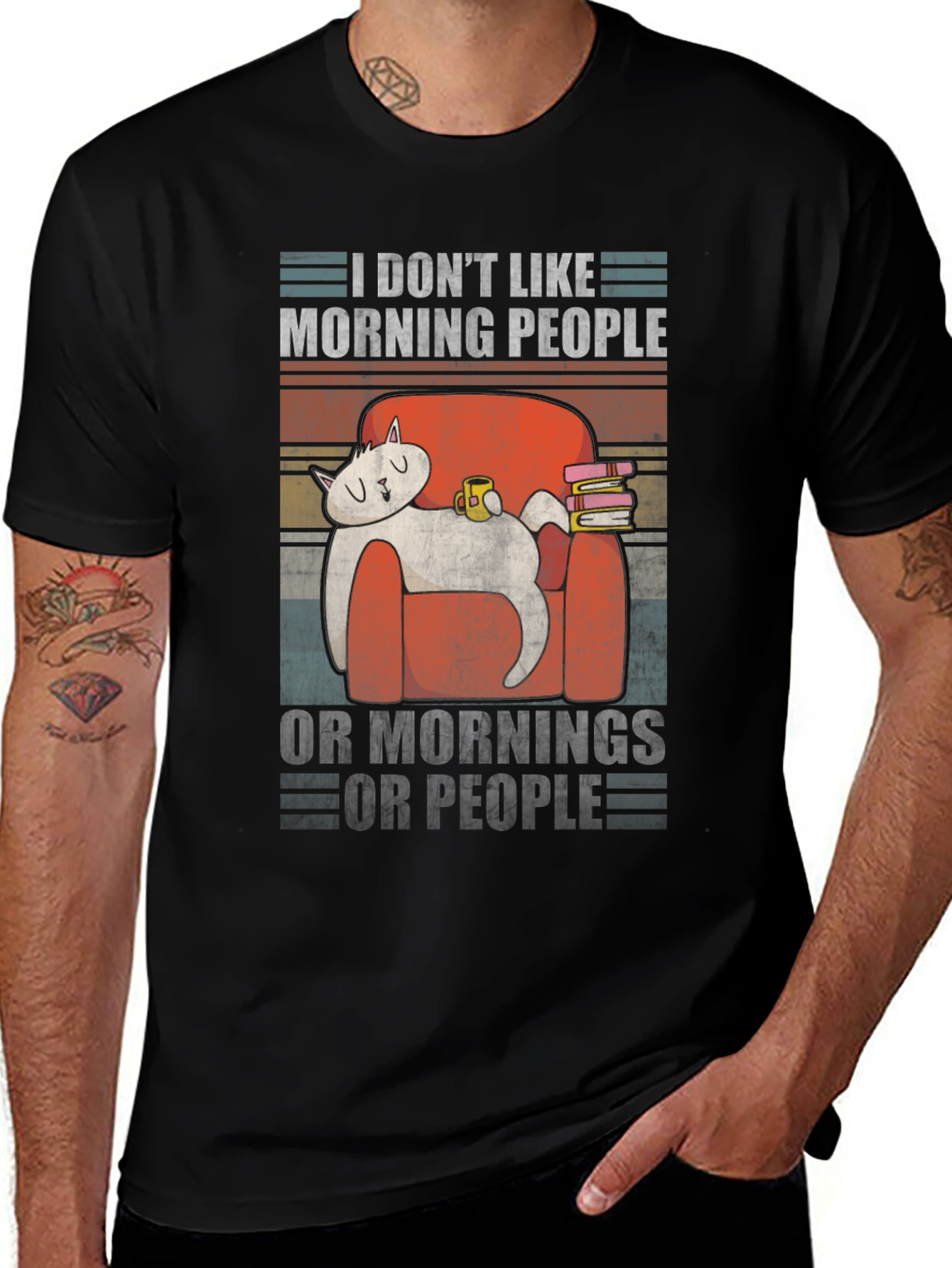 I Dont Like Morning People T-Shirt Funny Cat