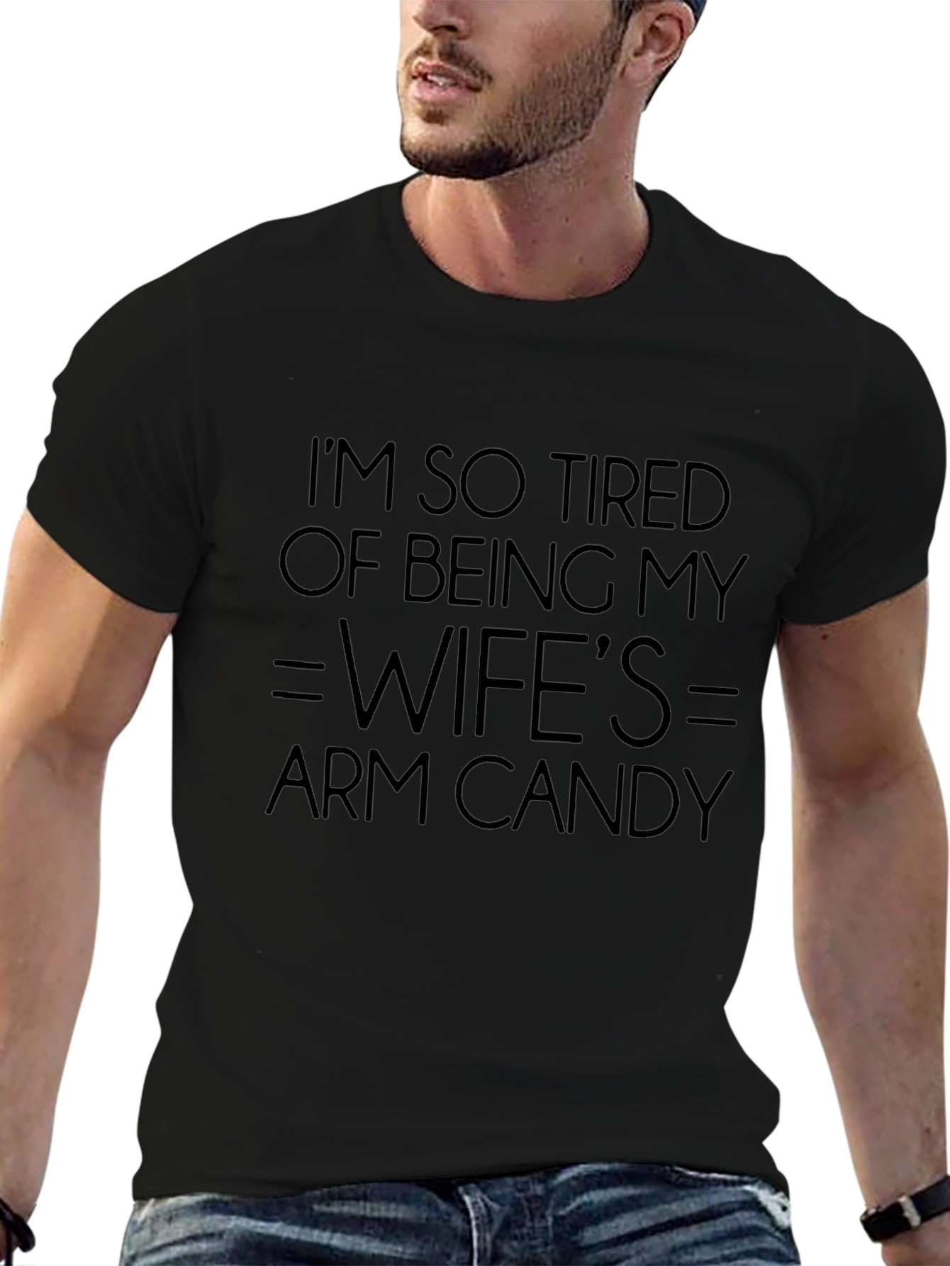 Funny Wifes Arm Candy Mens Black T-Shirt