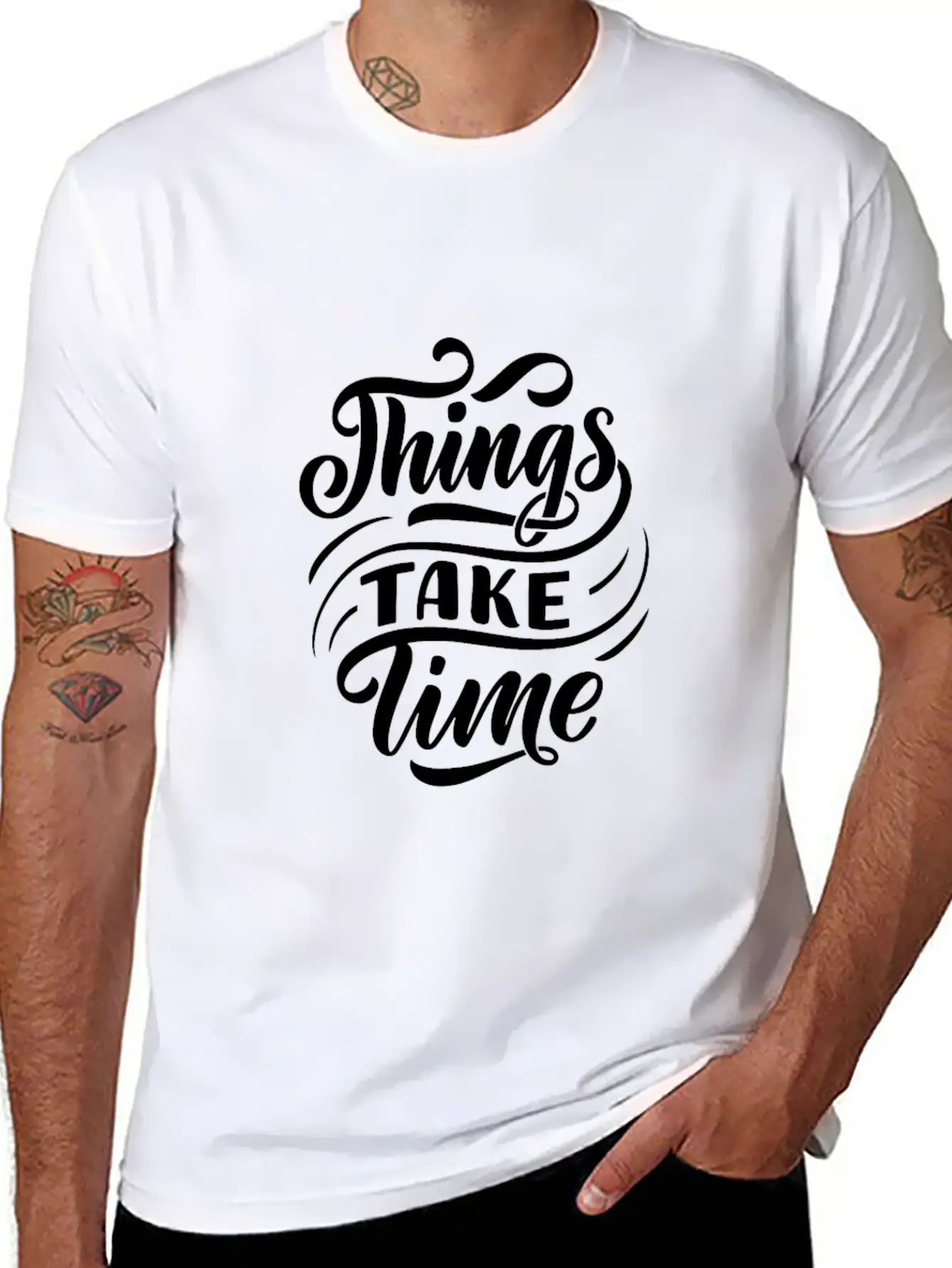Black White Modern Typography T Shirt T Shirts Unisex Casual T-Shirt – Clean Design For Daily Comfort