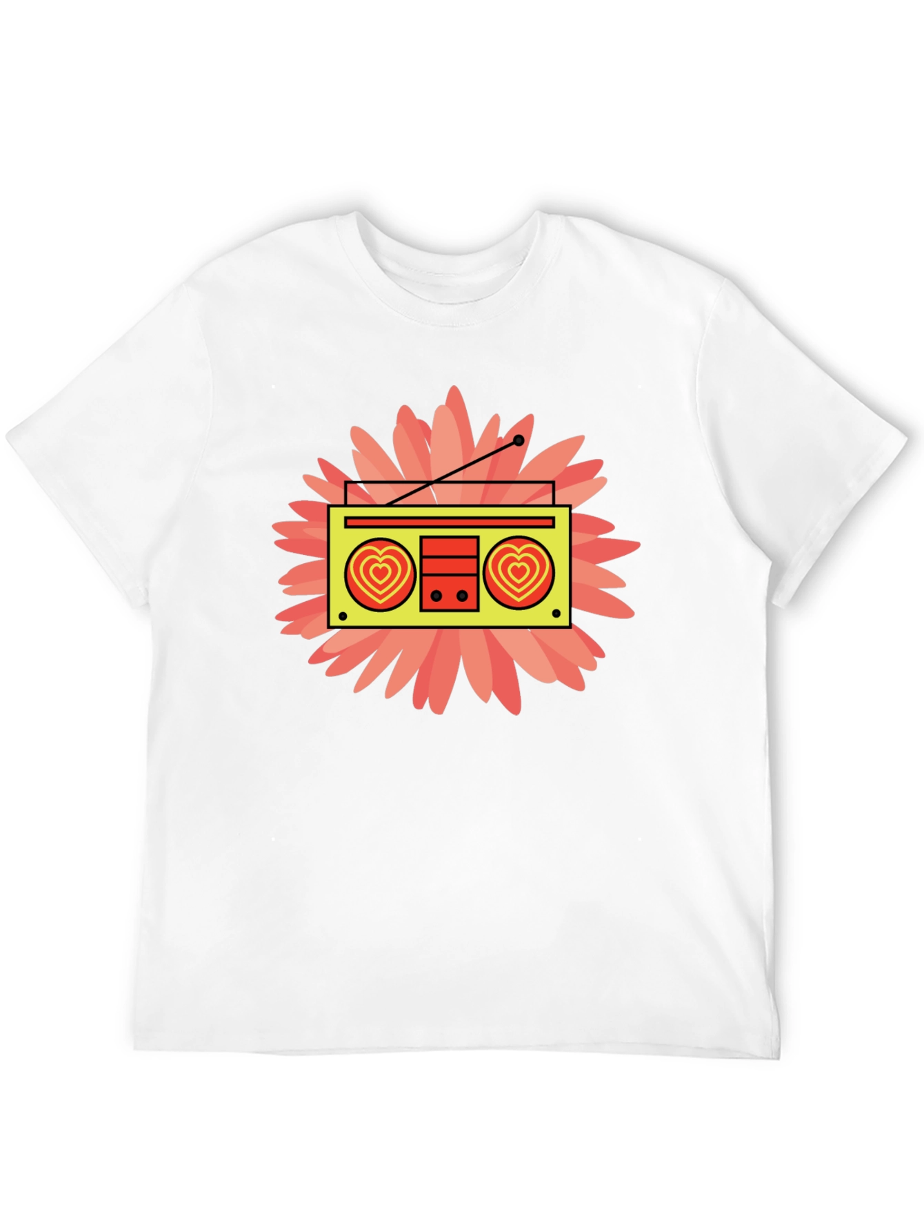 Retro Radio Heart Graphic Black T-Shirt