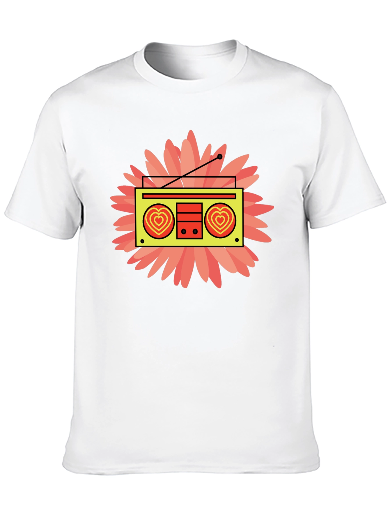 Retro Radio Heart Graphic Black T-Shirt