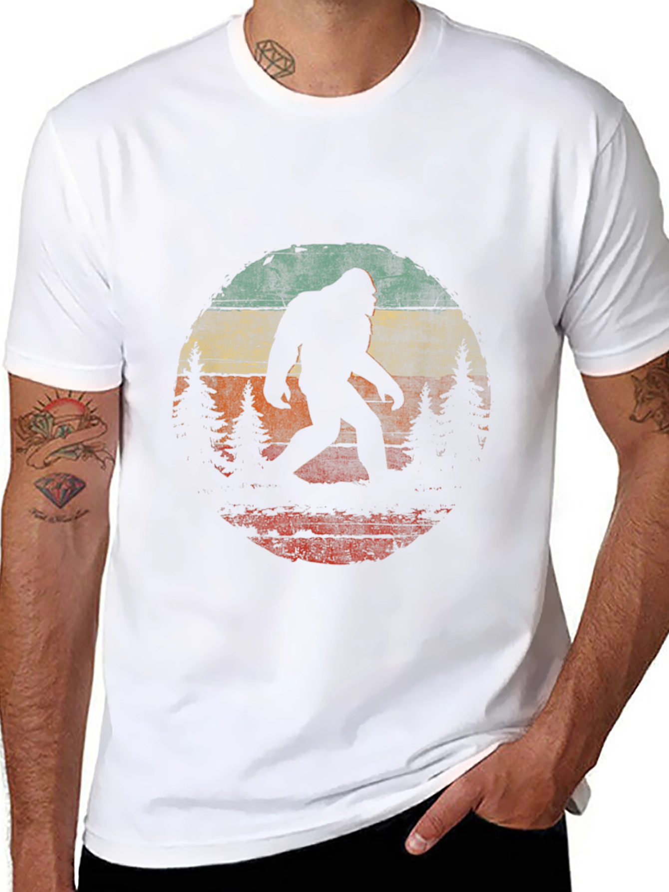 Bigfoot Sunset Graphic Tee - Black Cotton T-Shirt