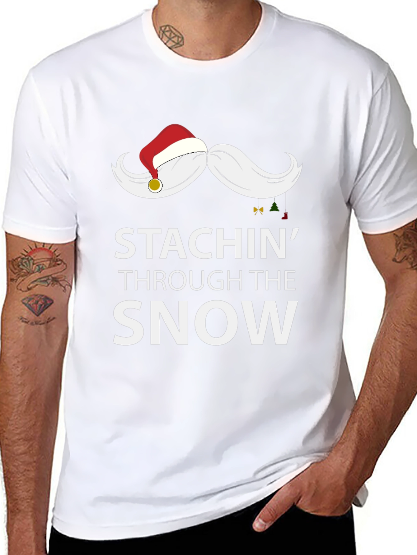 Stachin Through the Snow Funny Christmas Tee