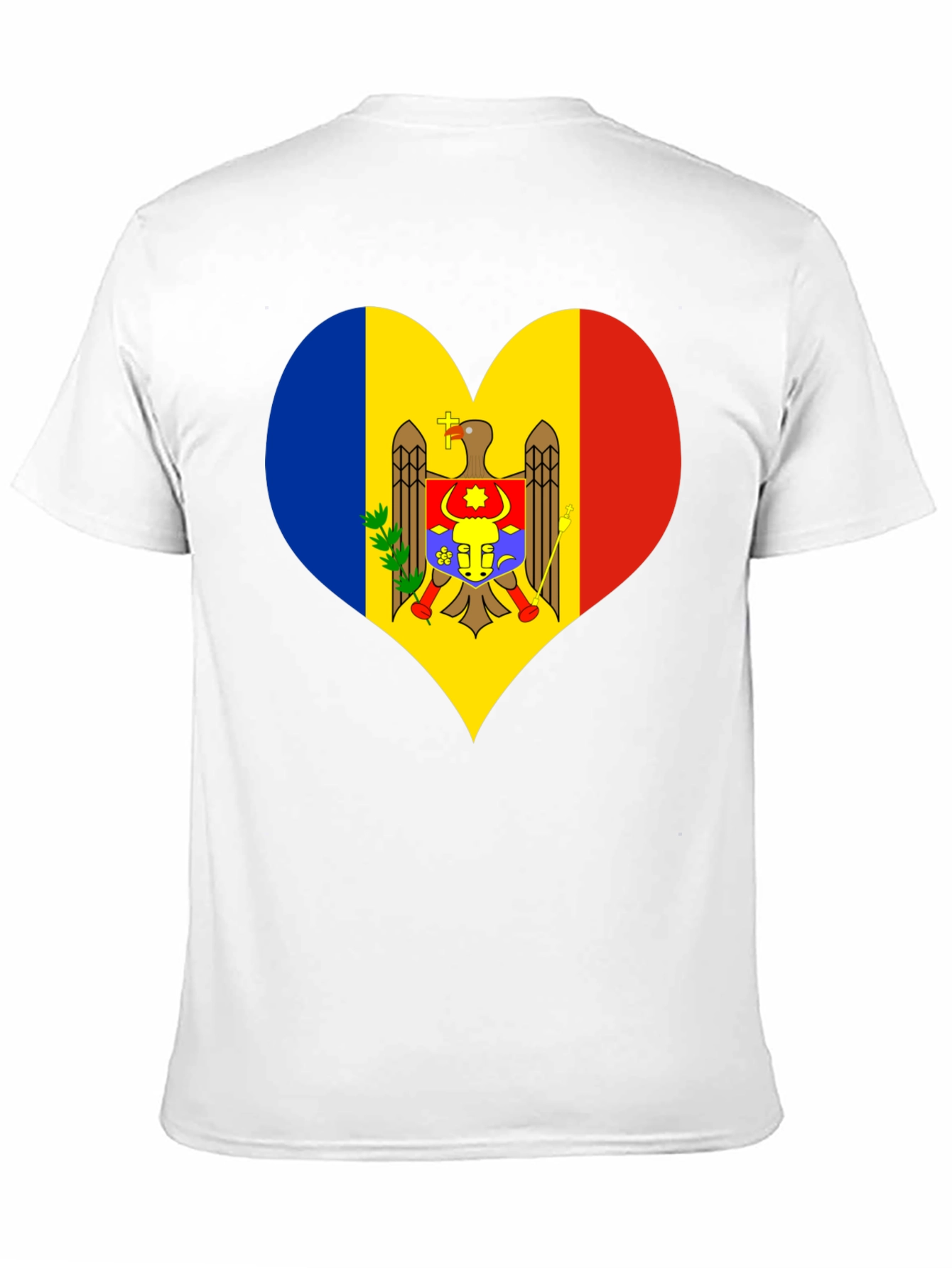 Moldova Flag Heart T-Shirt Black Tee