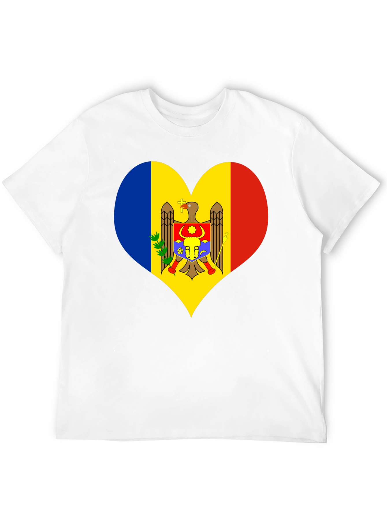 Moldova Flag Heart T-Shirt Black Tee