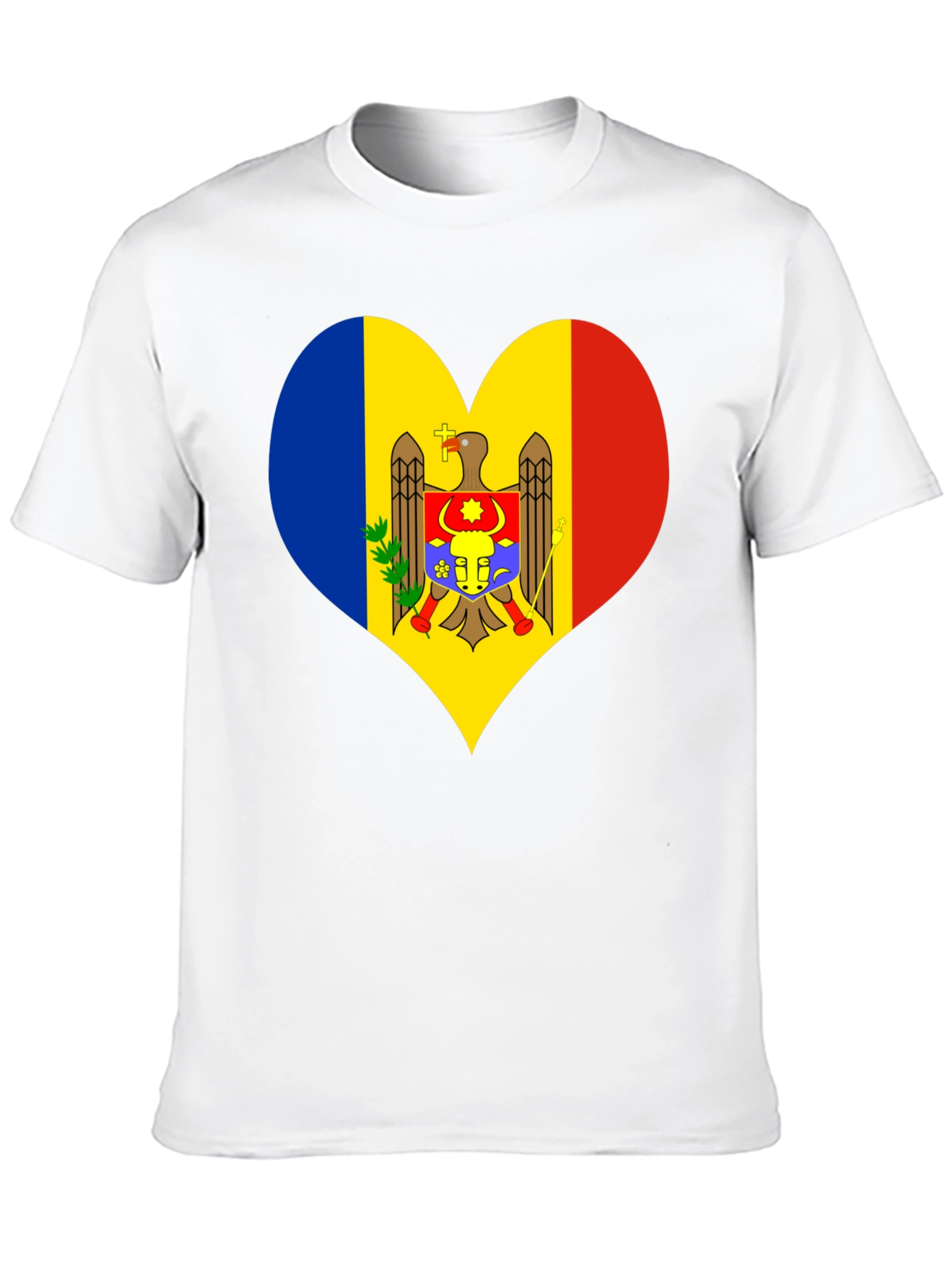 Moldova Flag Heart T-Shirt Black Tee