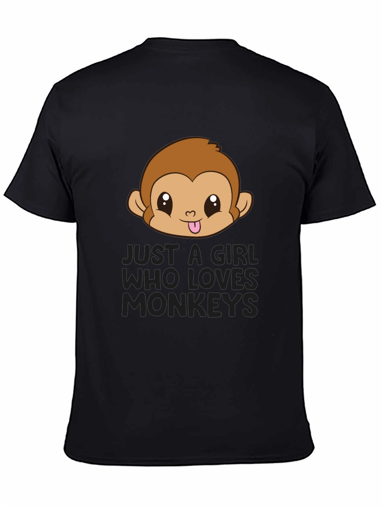 Girl Who Loves Monkeys Black T-Shirt