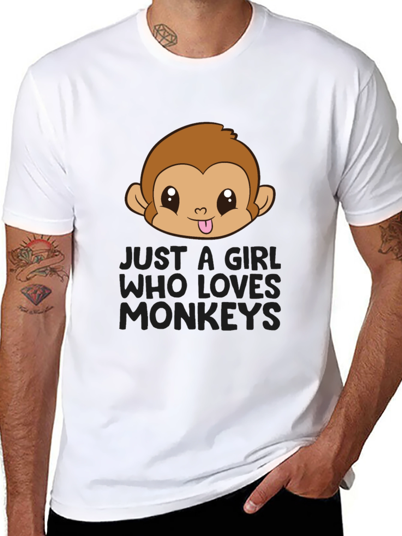 Girl Who Loves Monkeys Black T-Shirt