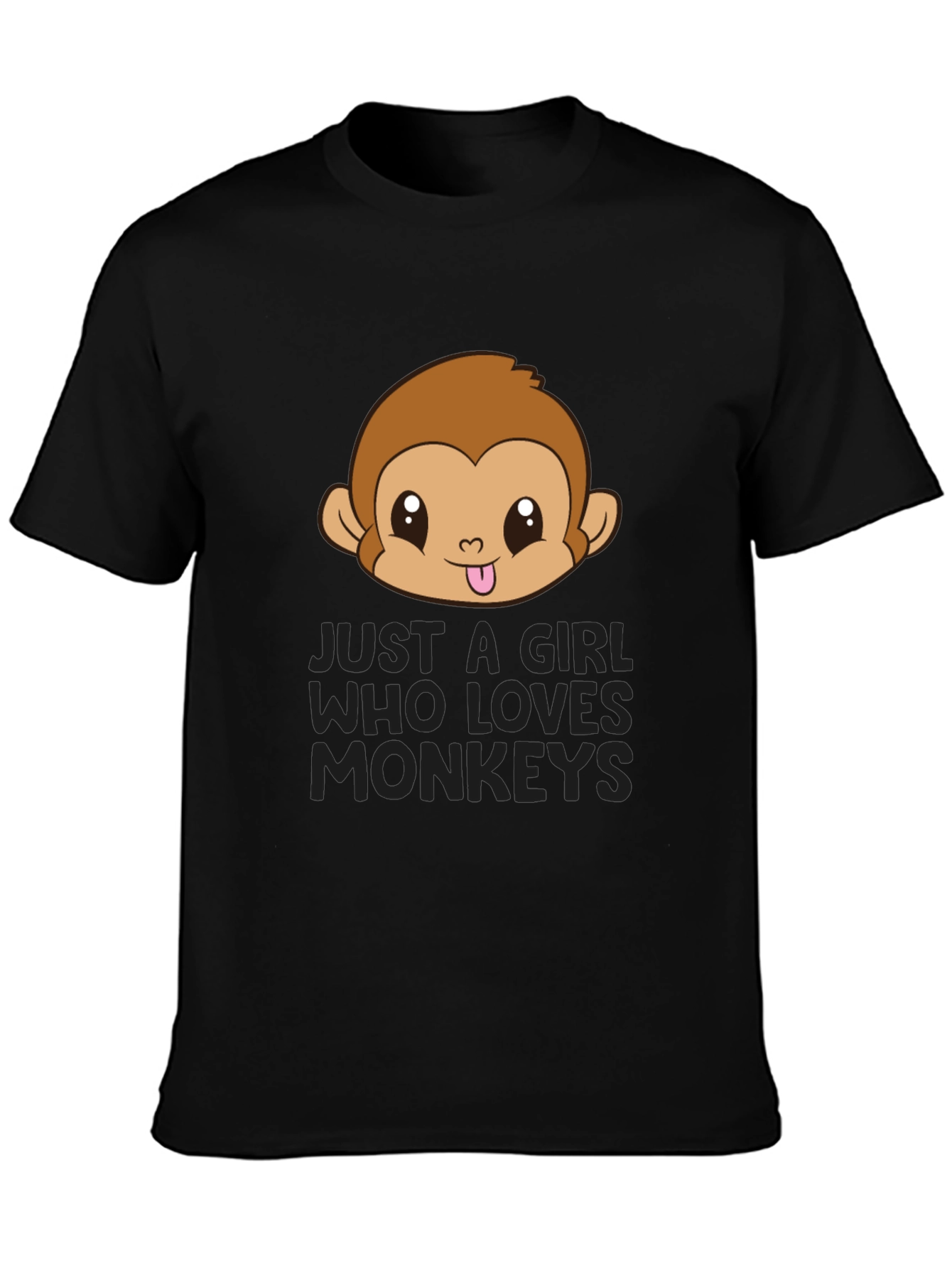 Girl Who Loves Monkeys Black T-Shirt