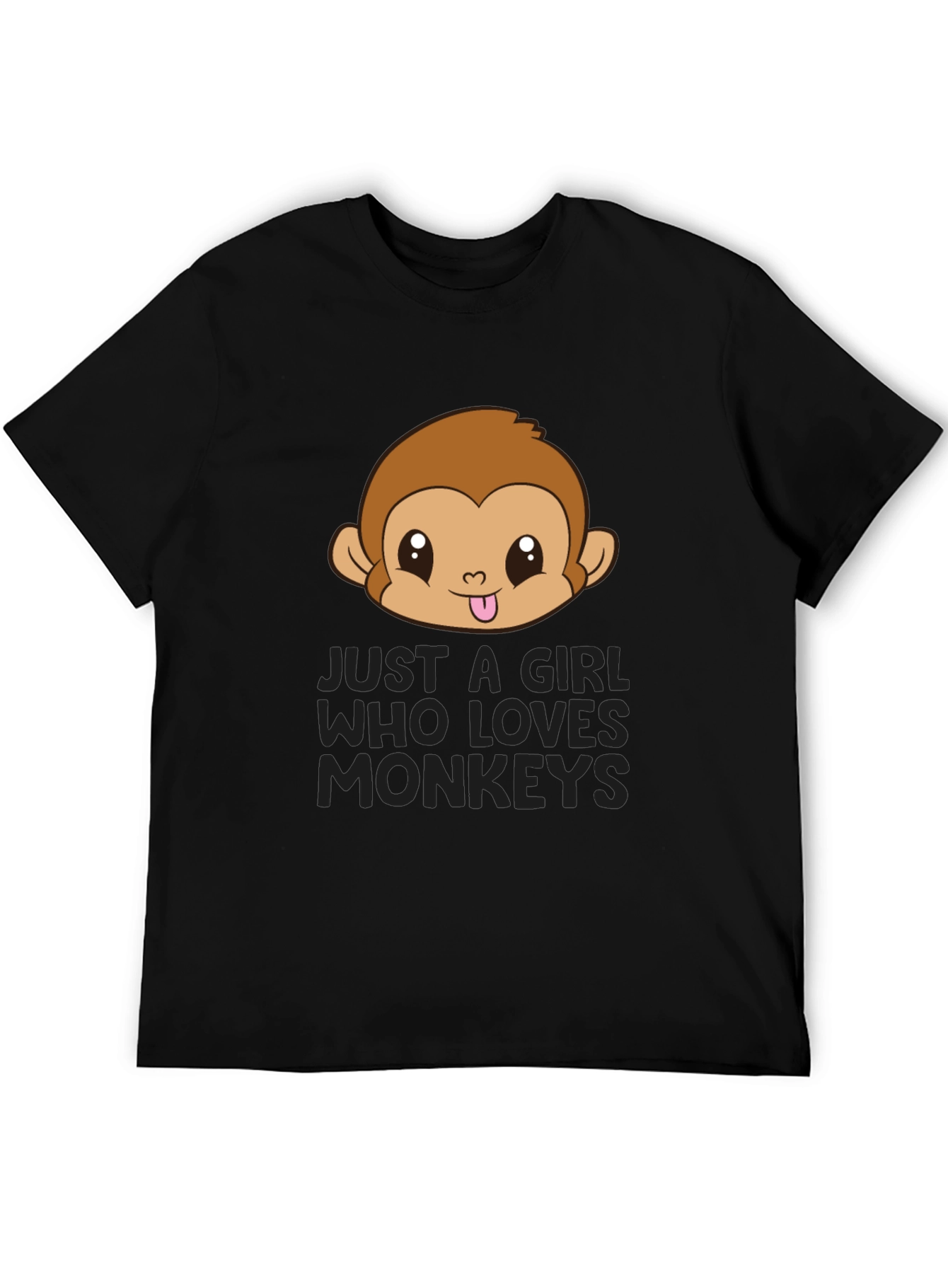 Girl Who Loves Monkeys Black T-Shirt