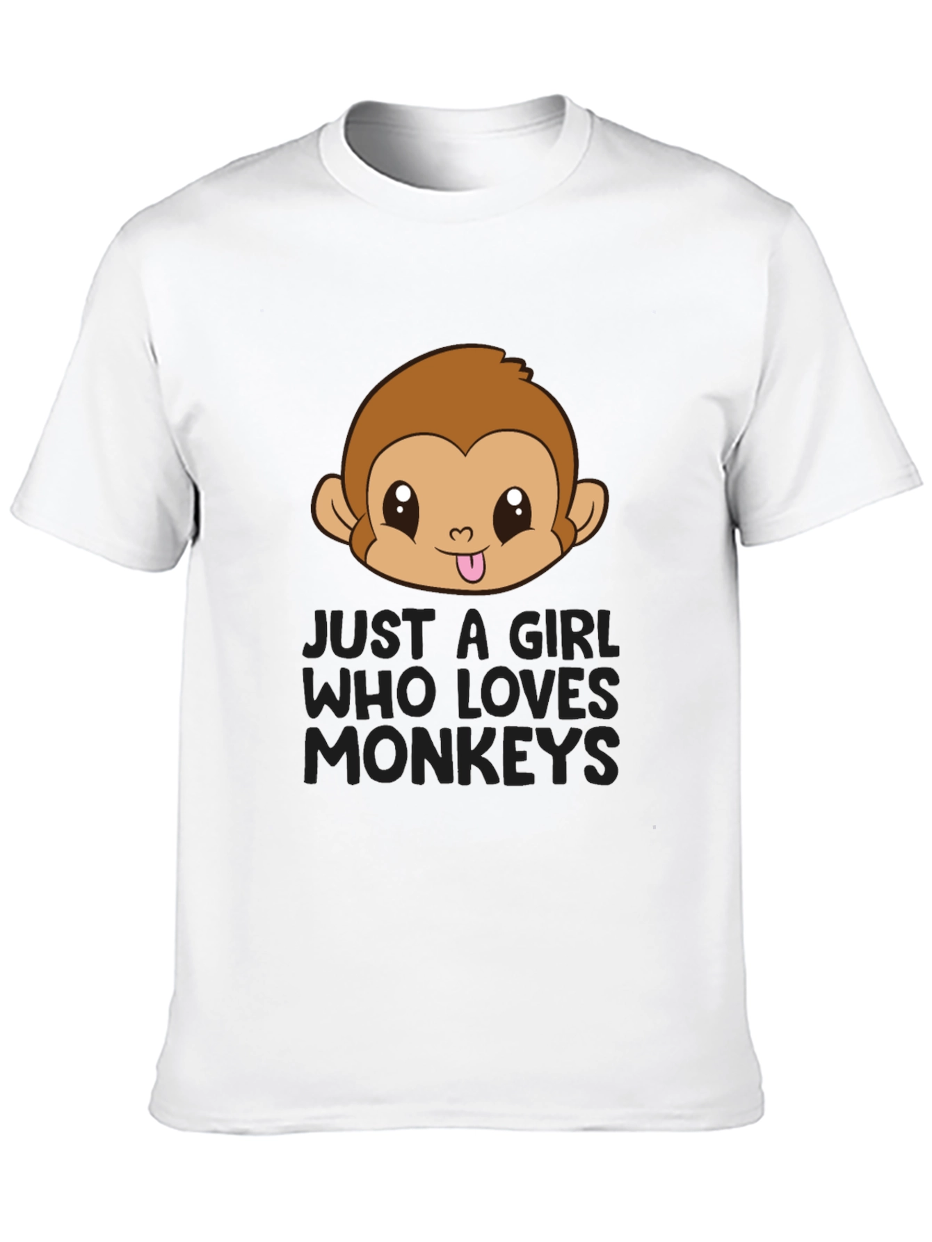 Girl Who Loves Monkeys Black T-Shirt