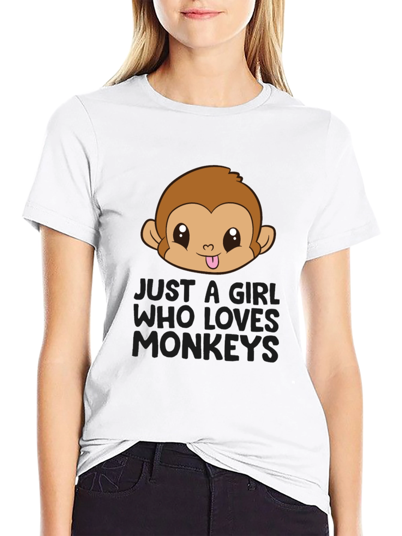 Girl Who Loves Monkeys Black T-Shirt