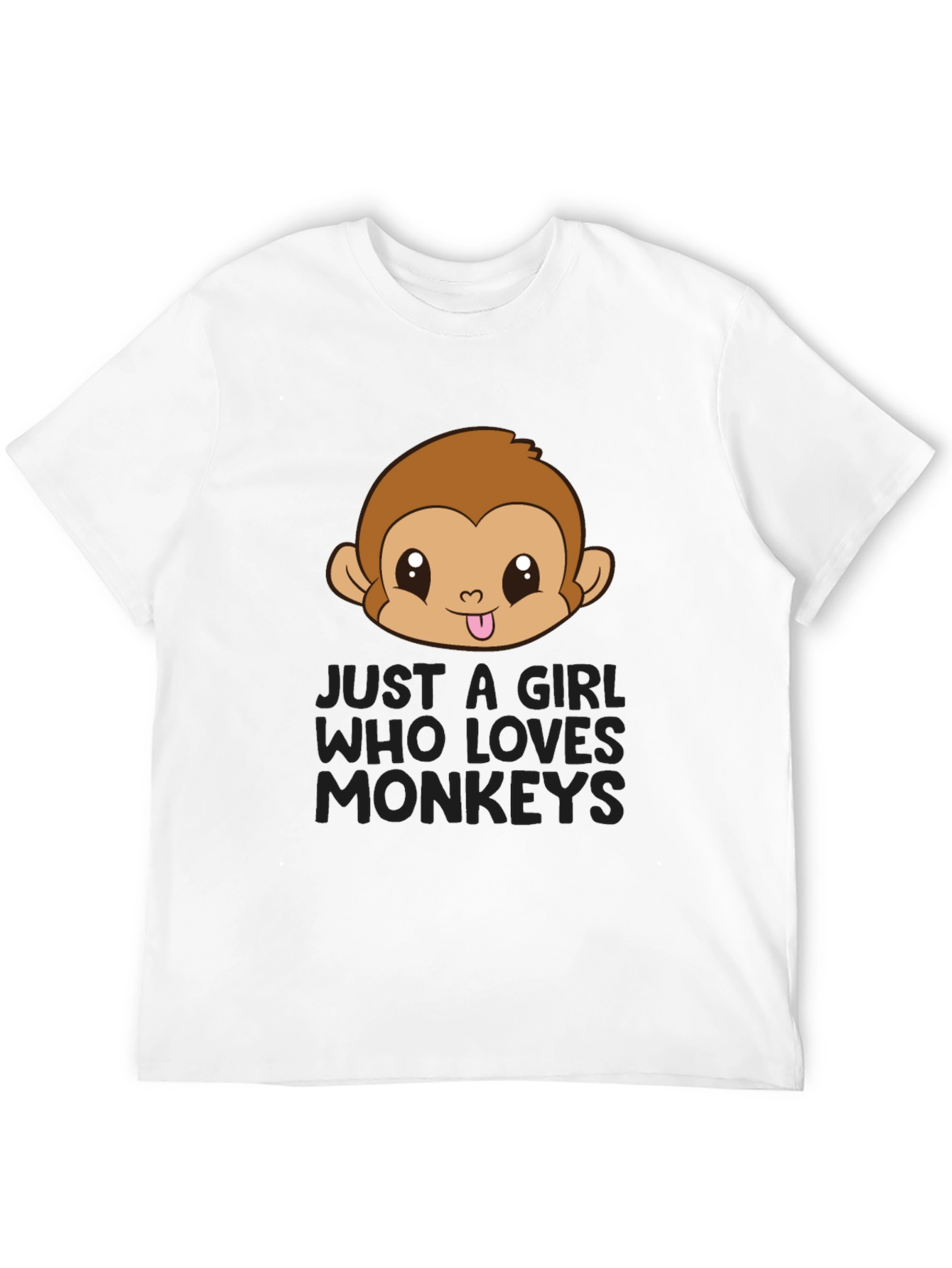 Girl Who Loves Monkeys Black T-Shirt