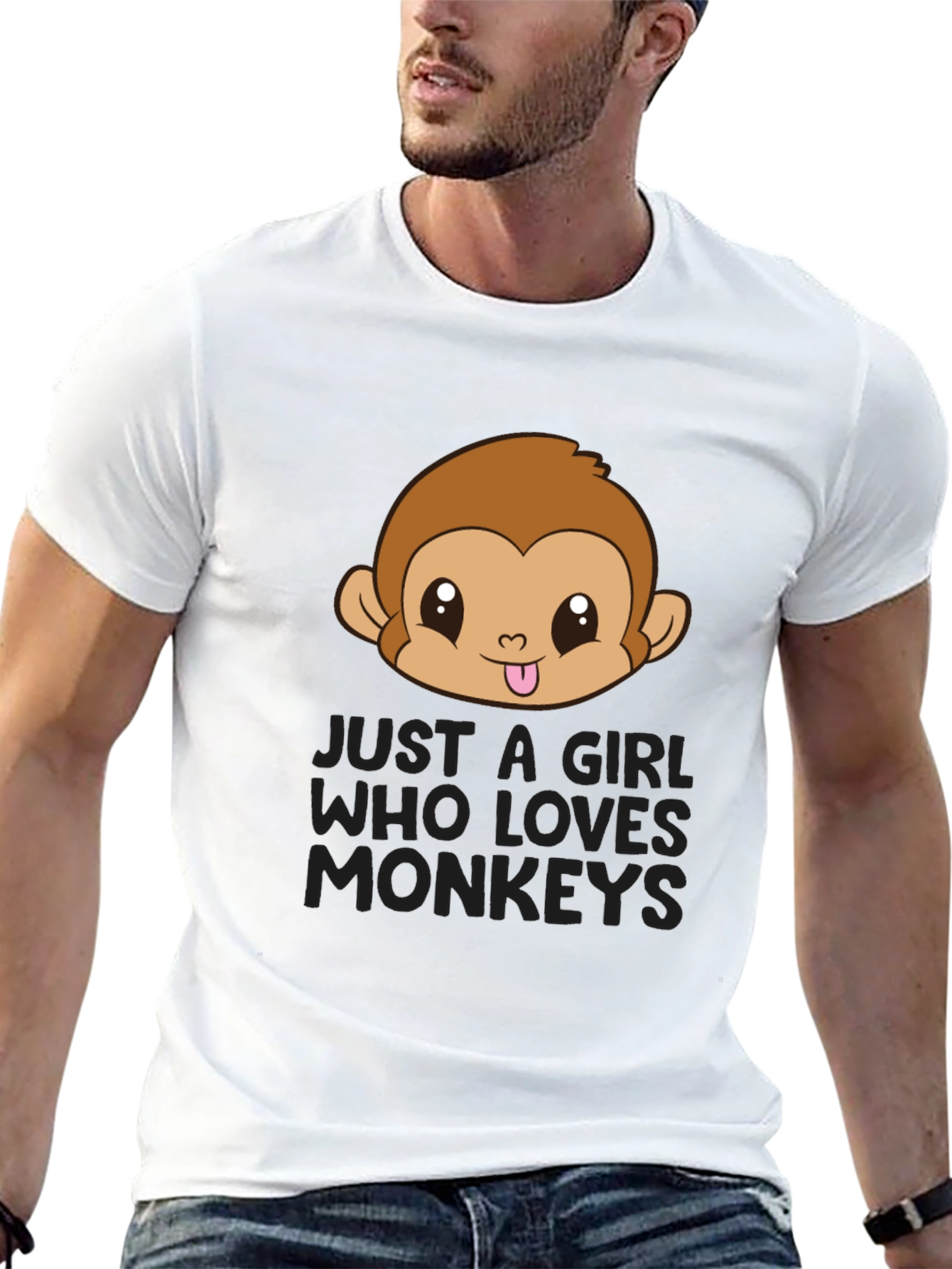Girl Who Loves Monkeys Black T-Shirt
