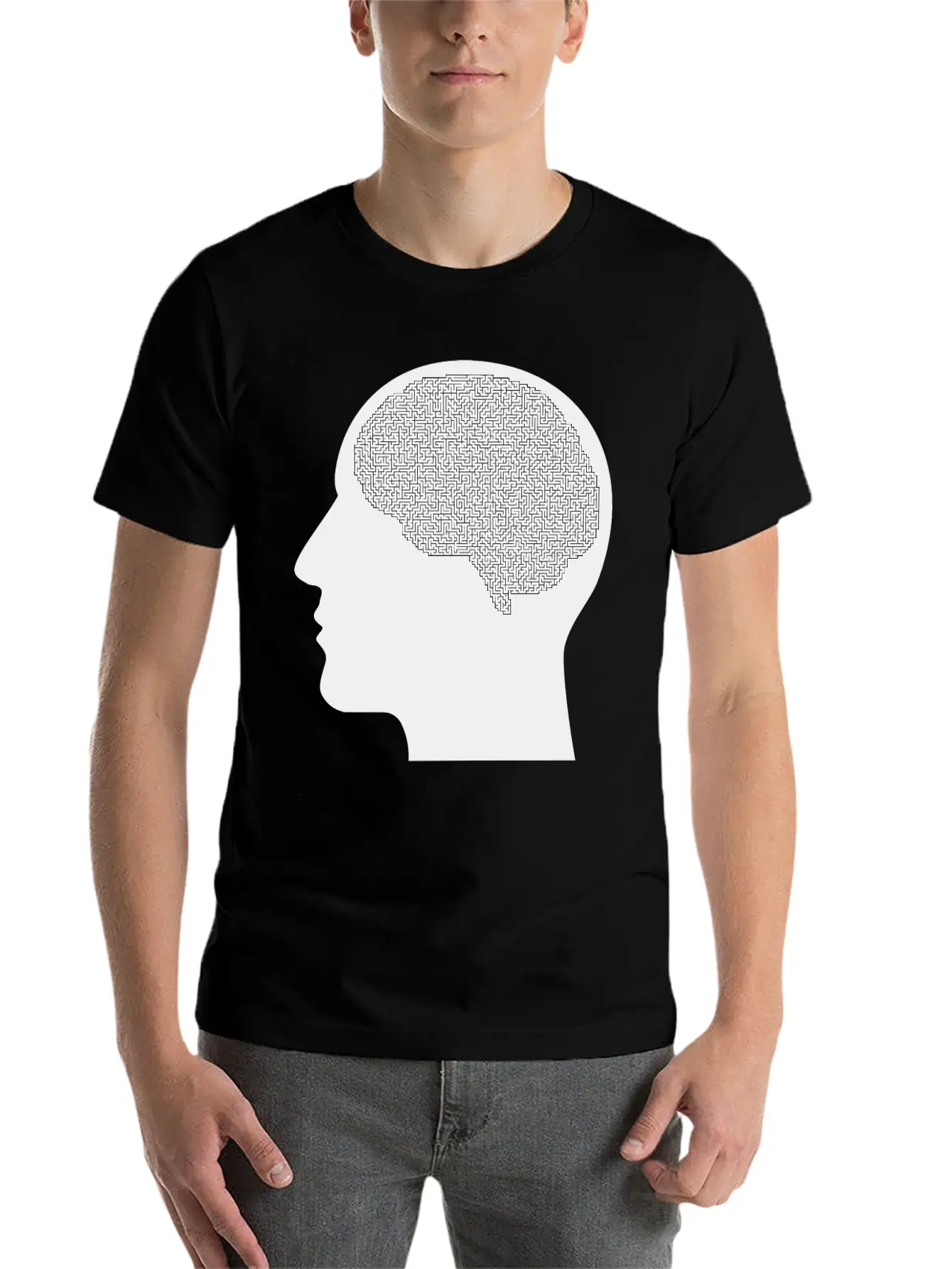 Brain Maze Man Silhouette Unisex Casual T-Shirt – Clean Design For Daily Comfort