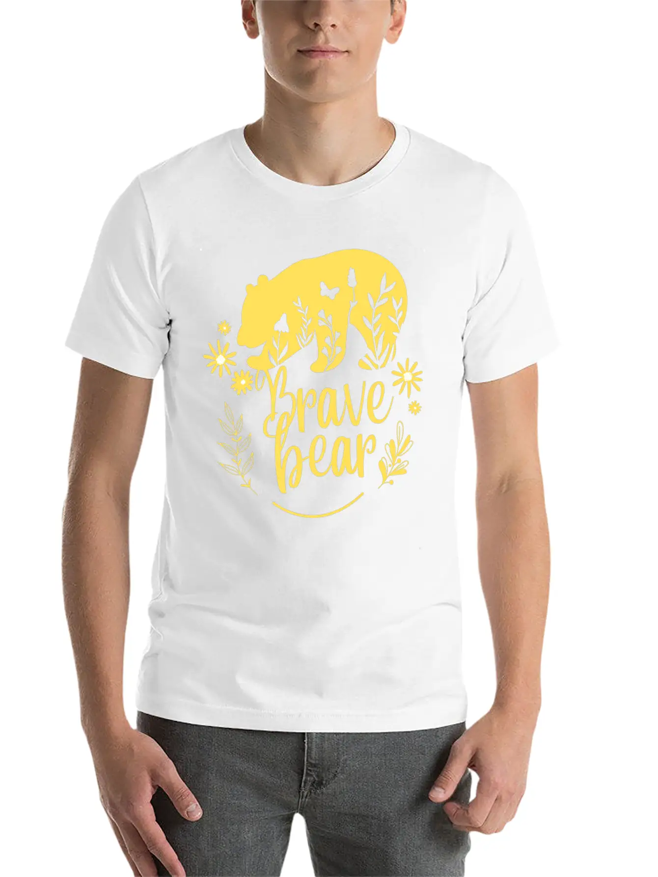 BRAVE BEAR Unisex Casual T-Shirt – Clean Design For Daily Comfort