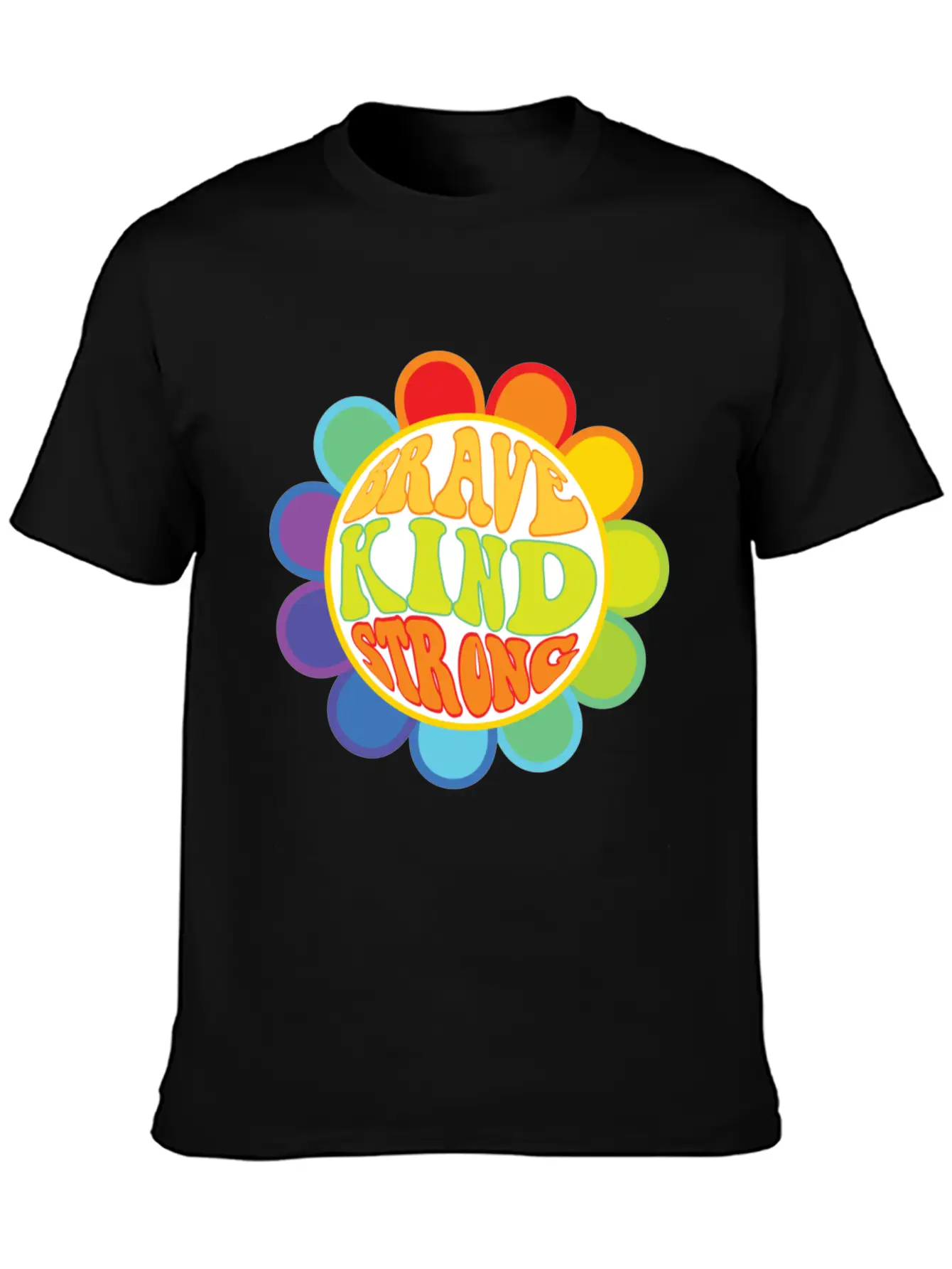 Brave Kind Strong - Inspirational Sticker Unisex Casual T-Shirt – Clean Design For Daily Comfort