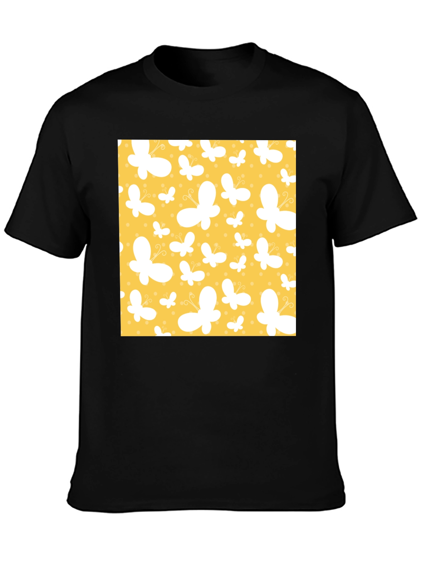 Butterfly Pattern Black T-Shirt