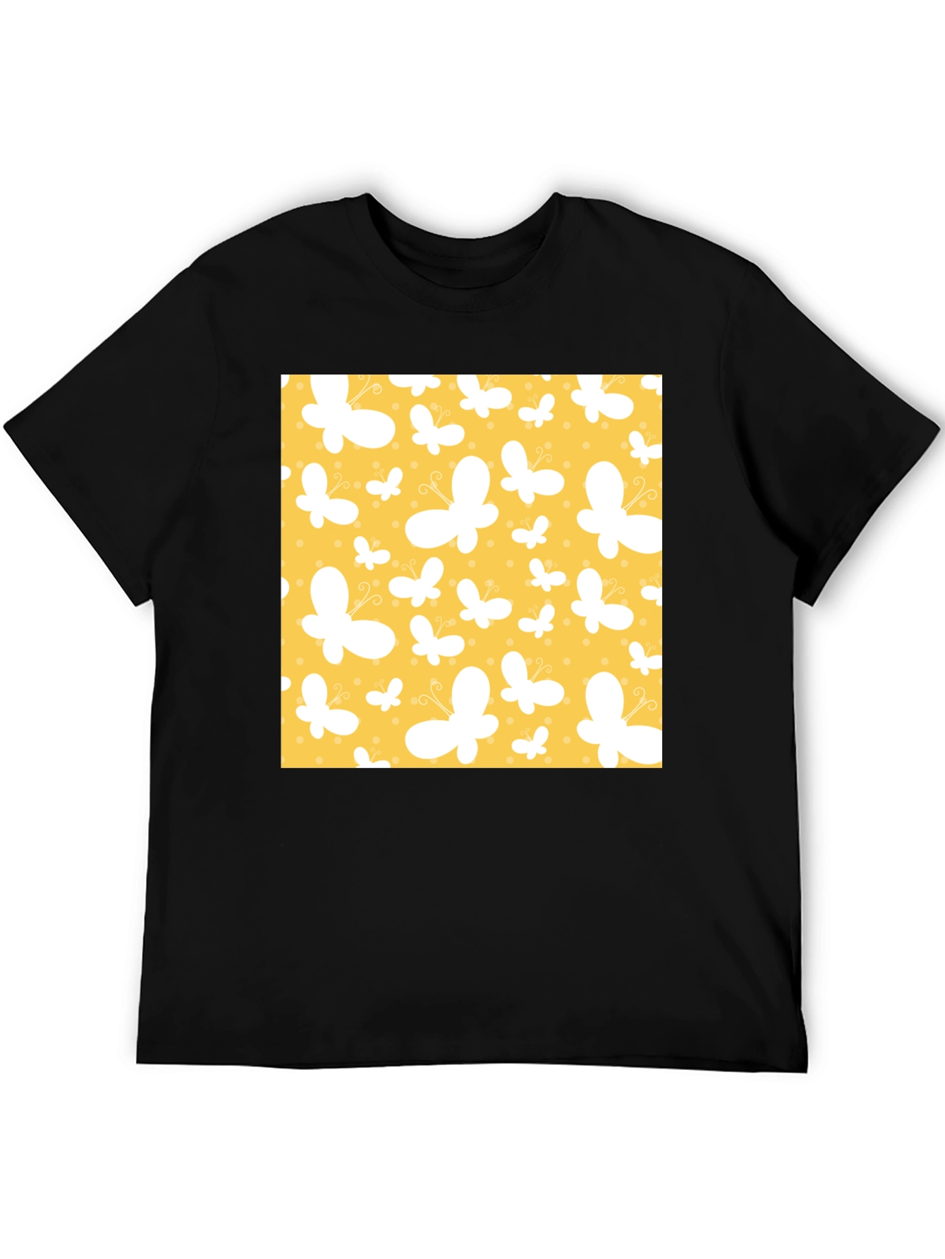 Butterfly Pattern Black T-Shirt