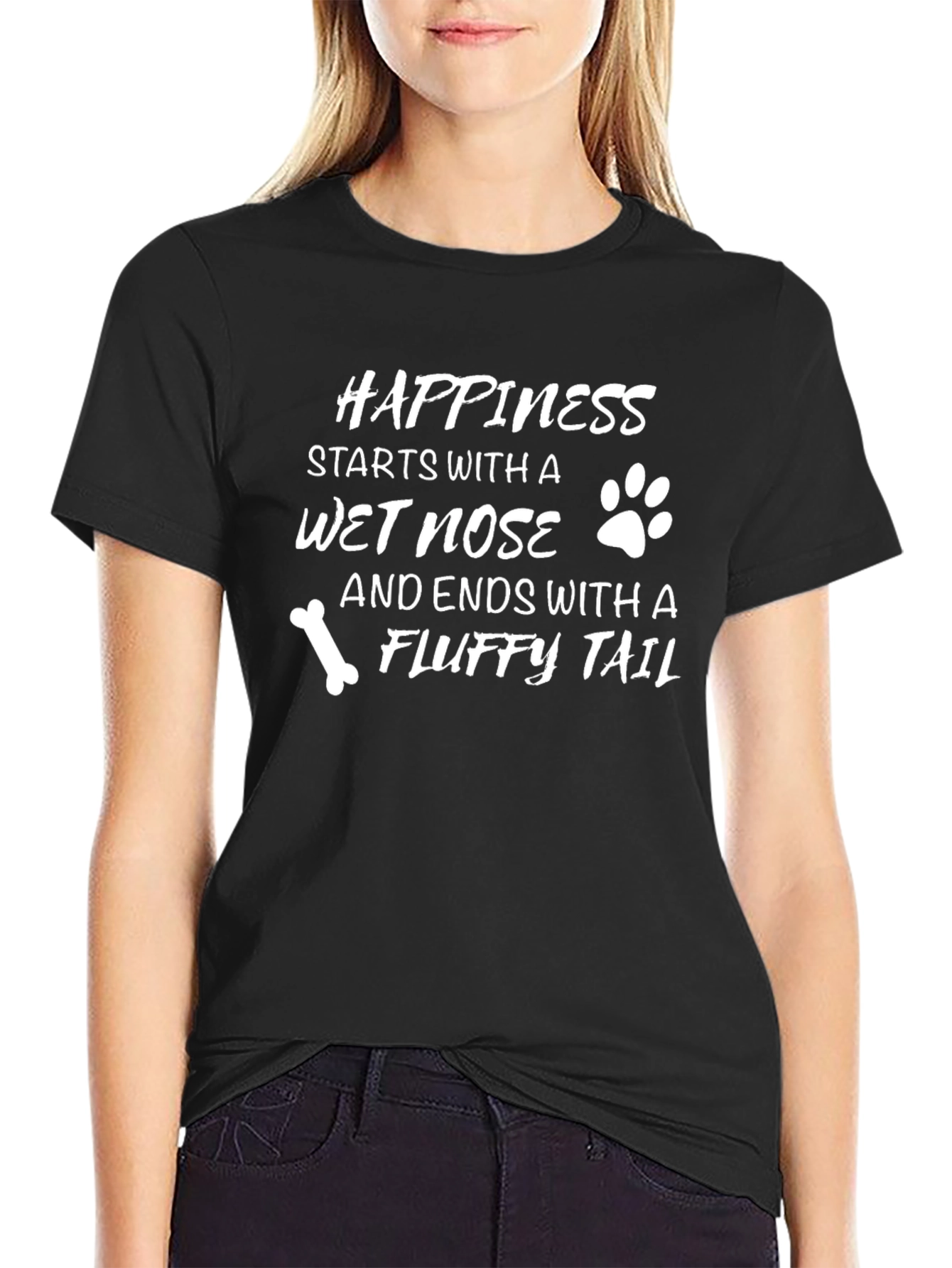 Happiness Dog Lover Black T-Shirt