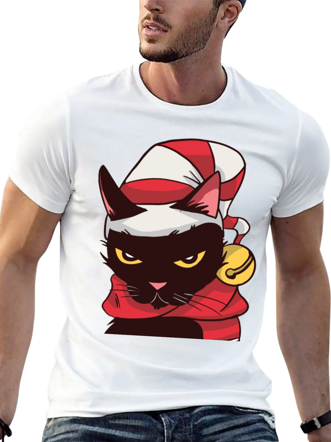 Festive Cat T-Shirt - Holiday Cheer