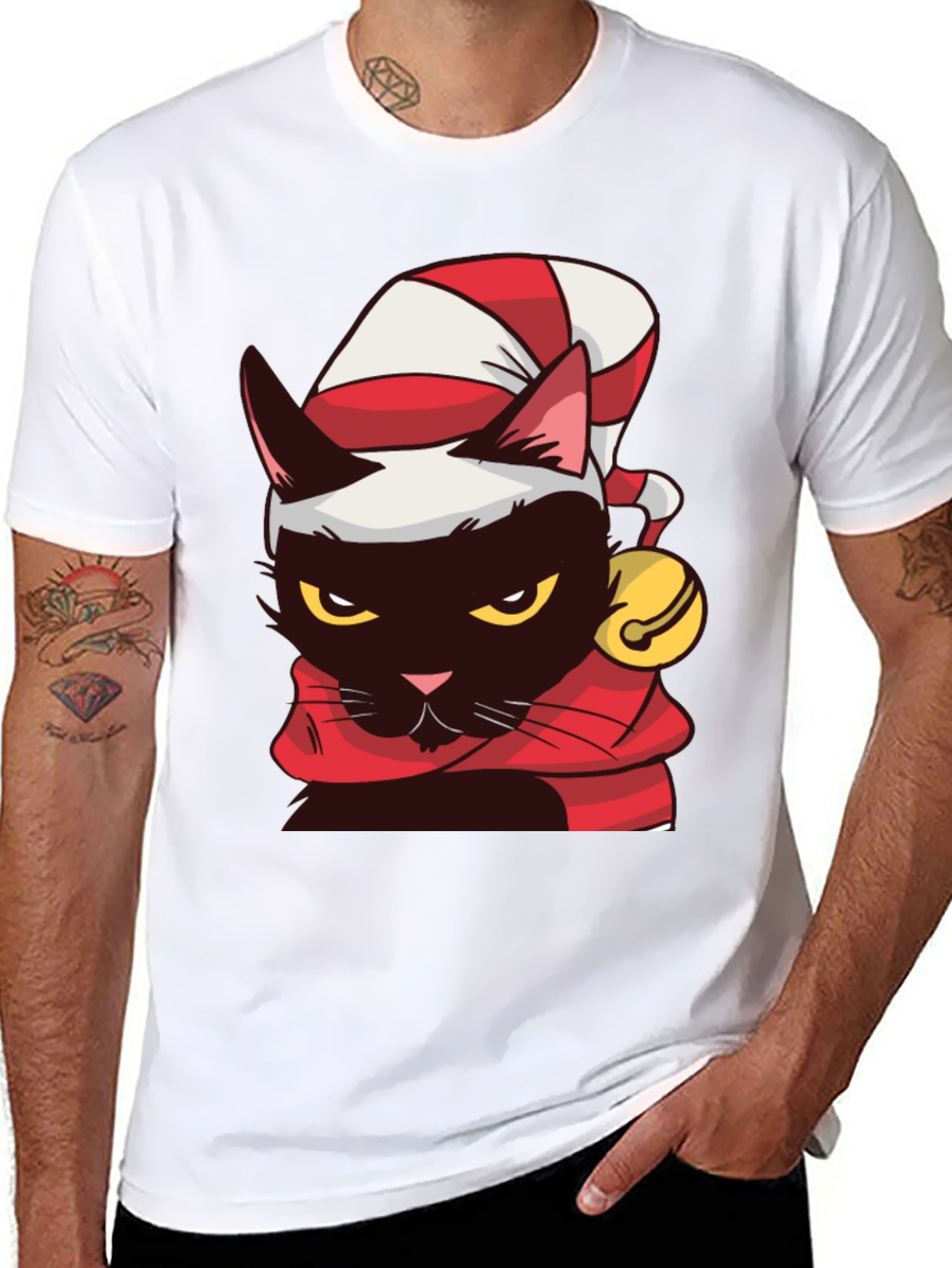 Festive Cat T-Shirt - Holiday Cheer