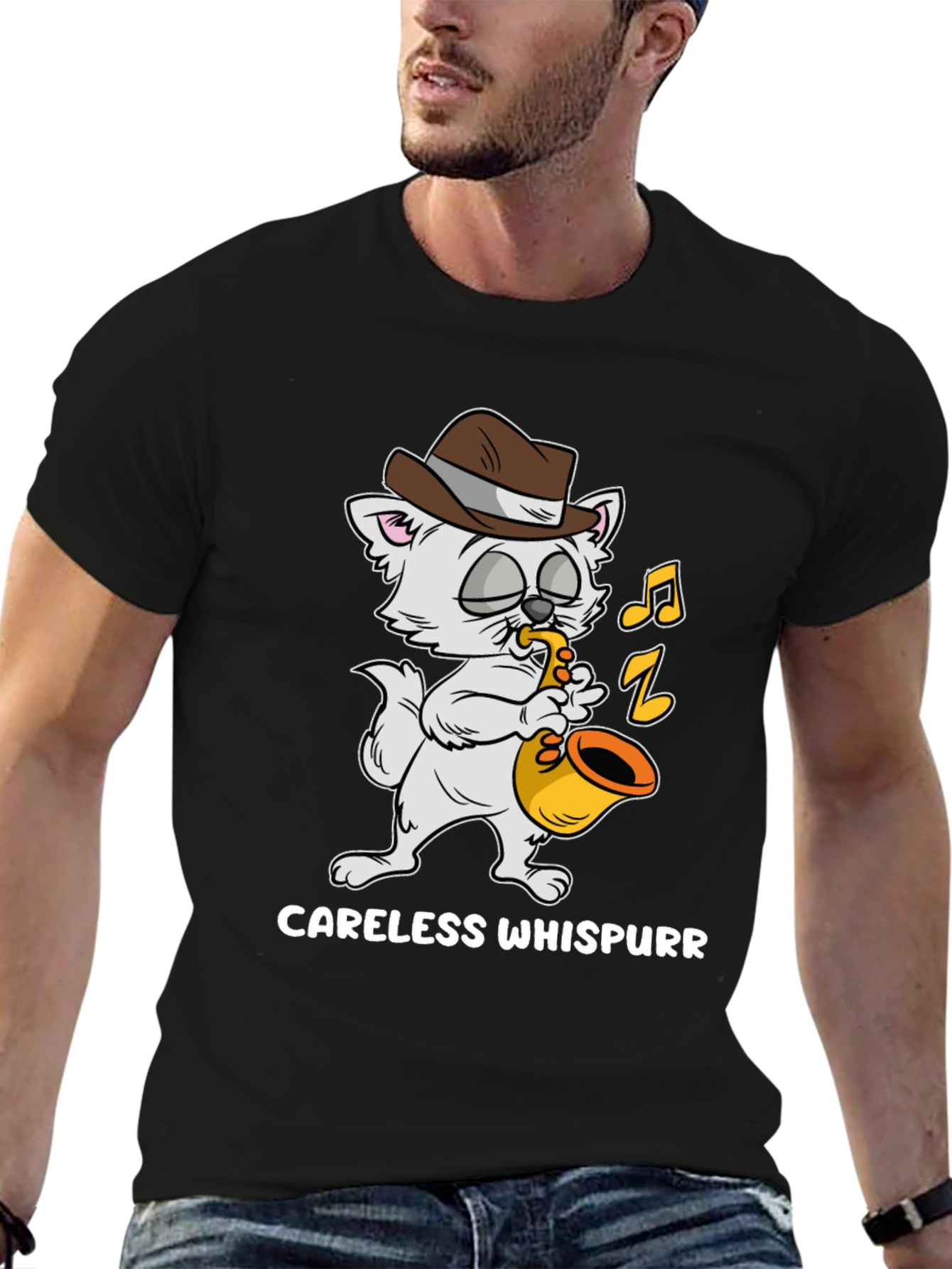 Careless Whispurr Cat Saxophone T-Shirt