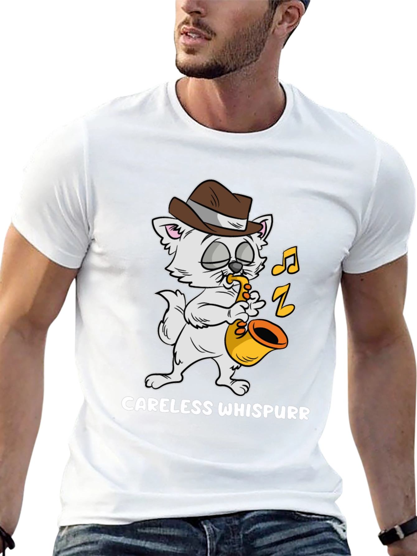 Careless Whispurr Cat Saxophone T-Shirt