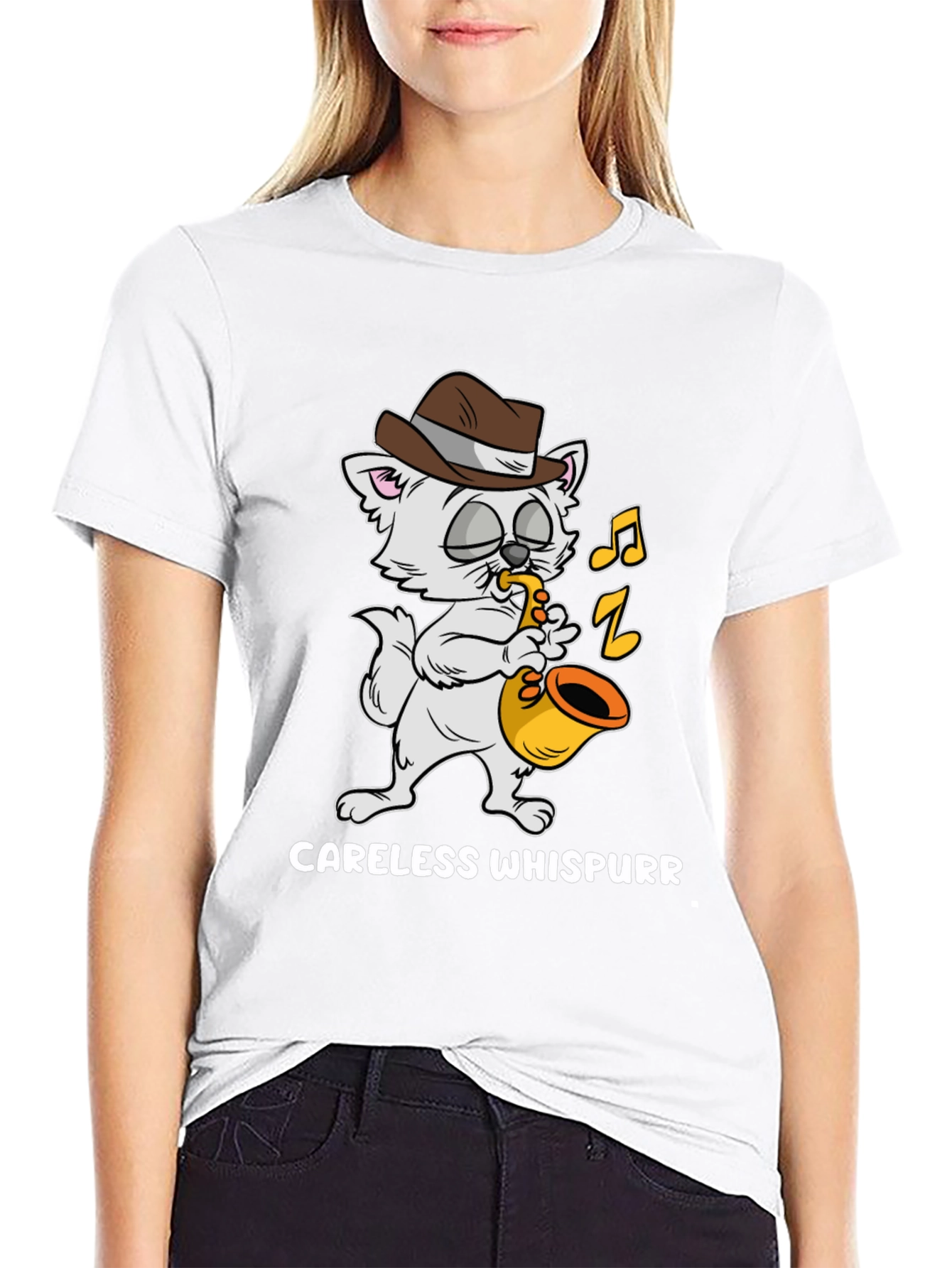 Careless Whispurr Cat Saxophone T-Shirt