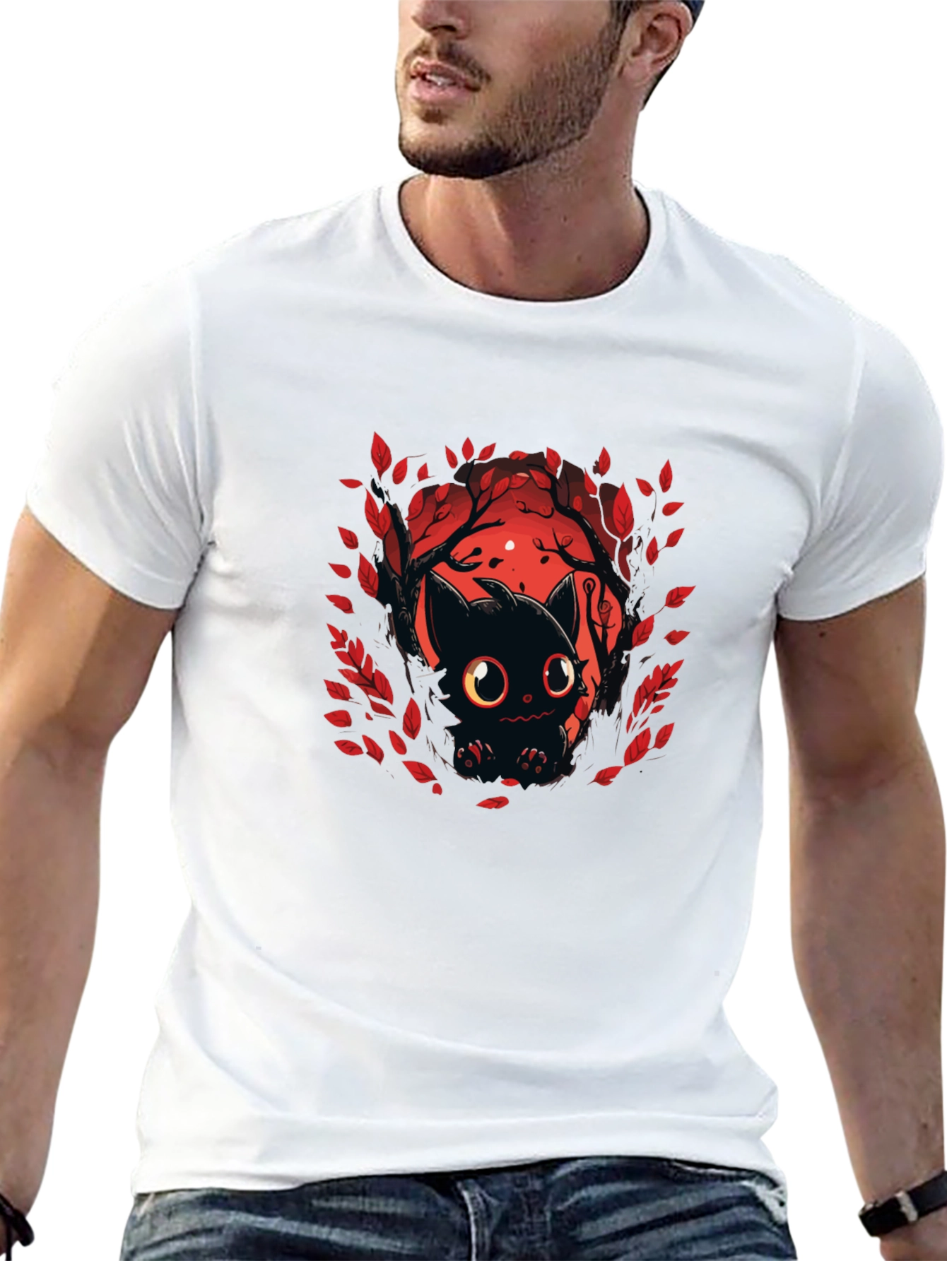 Cute Black Cat T-Shirt - Halloween Design
