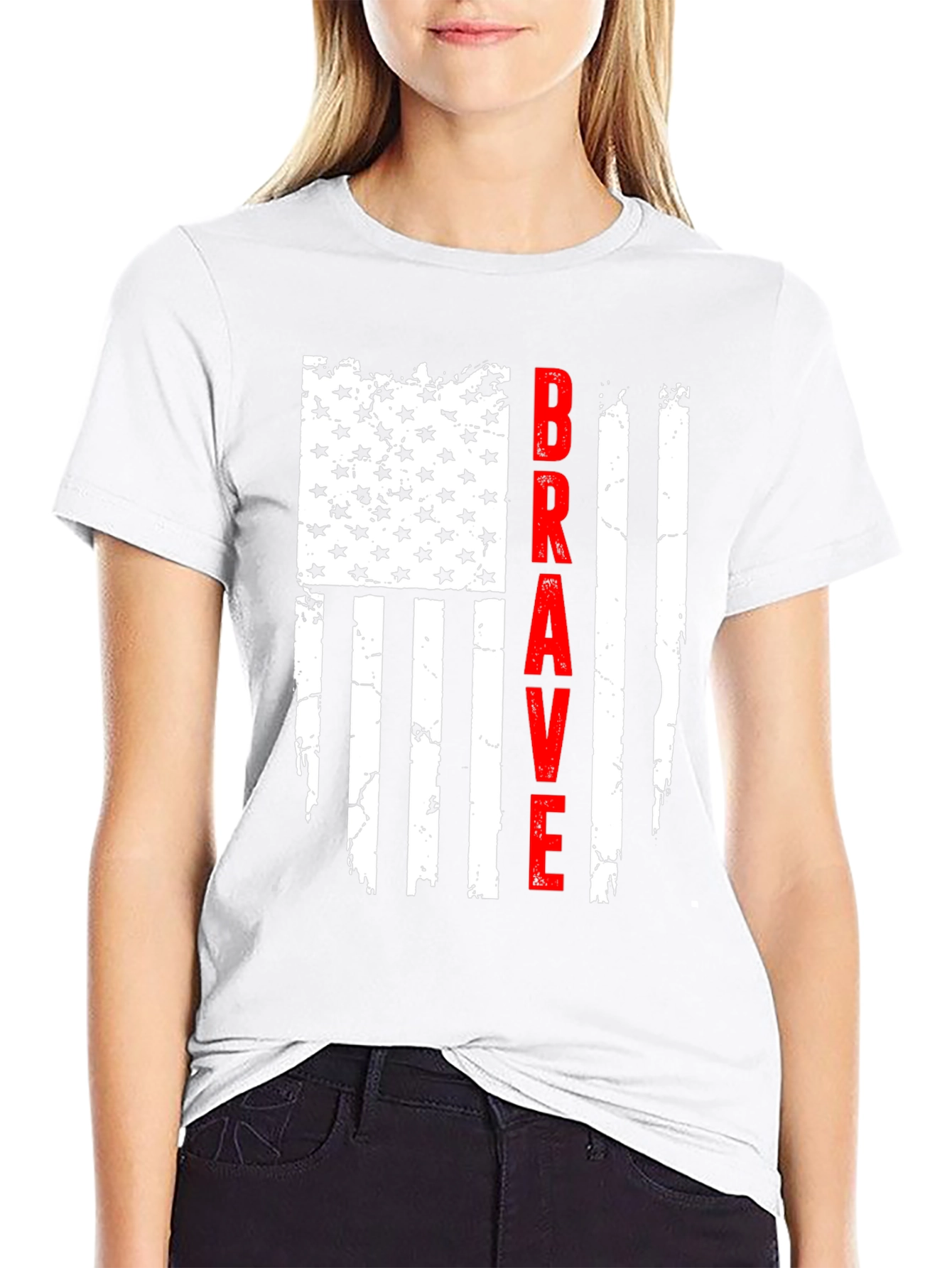 Brave American Flag Graphic Tee - Black