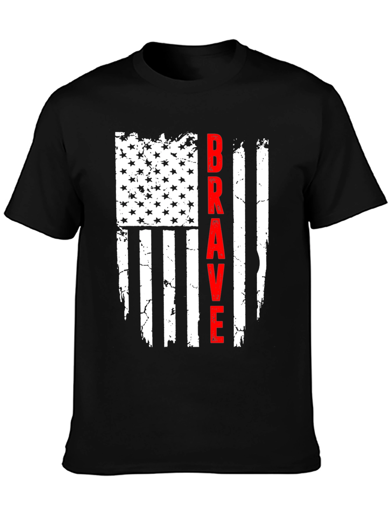 Brave American Flag Graphic Tee - Black