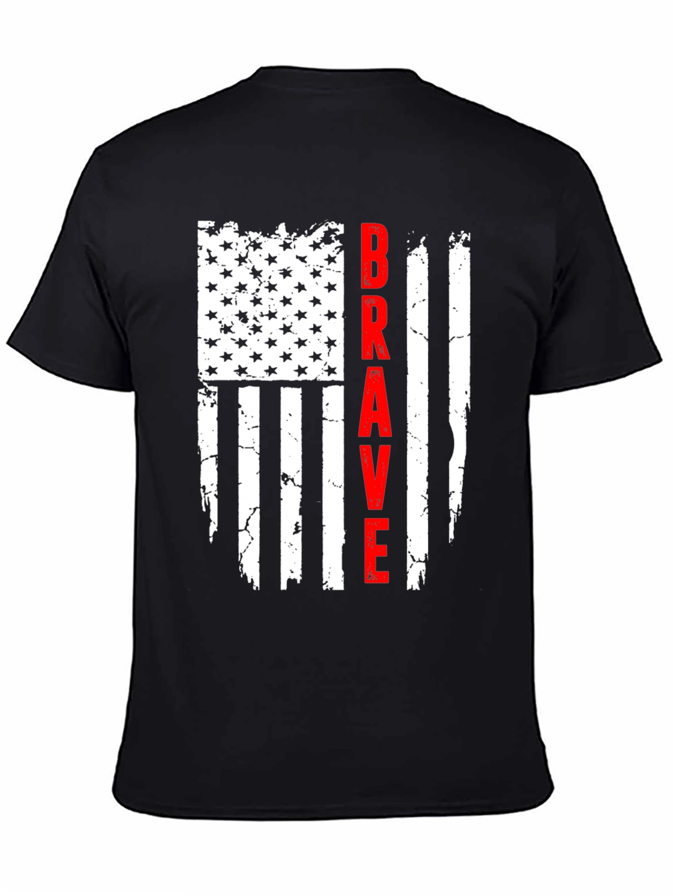 Brave American Flag Graphic Tee - Black